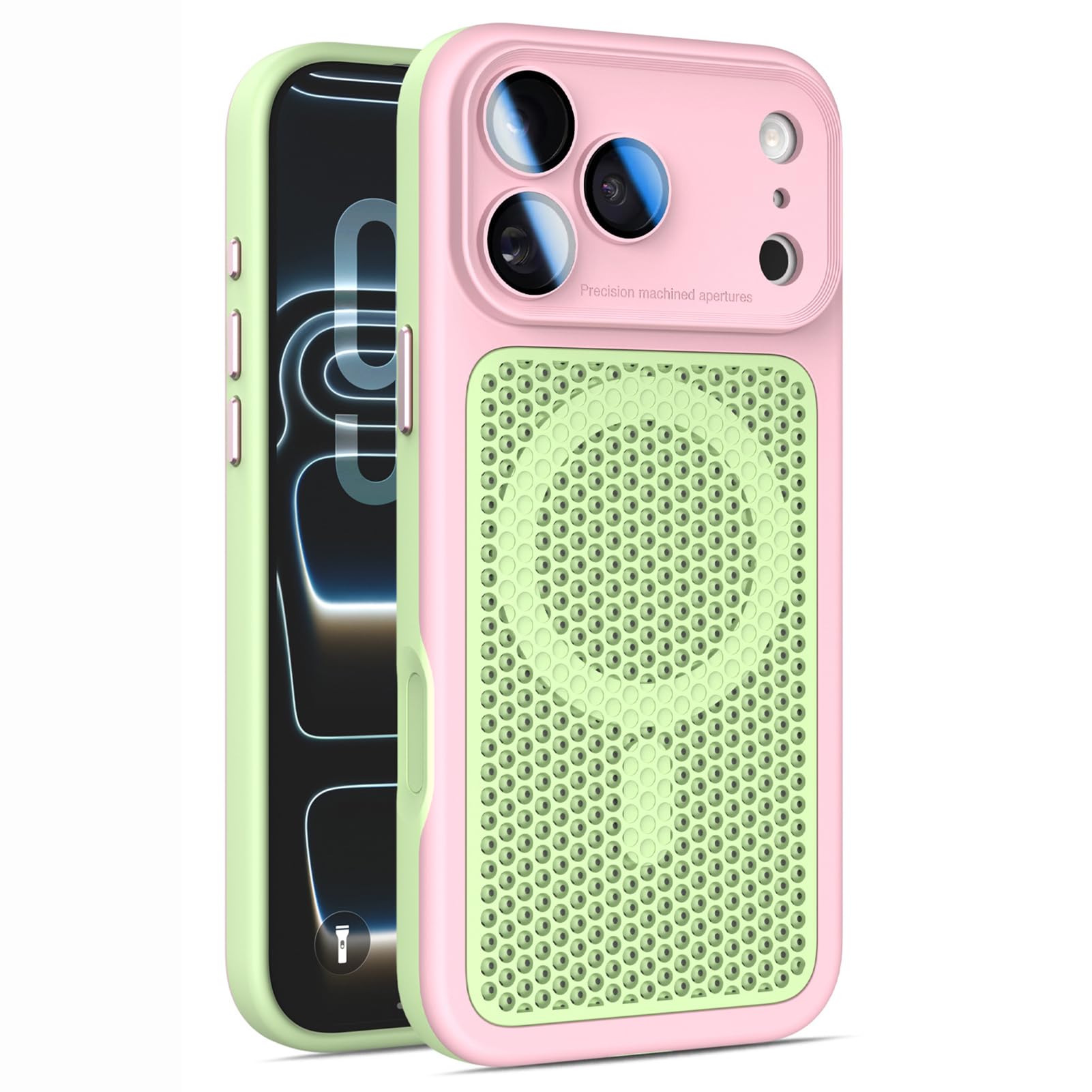 Coque iPhone 17 Pro magnétique anti-surchauffe avec protection caméra intégrée rose