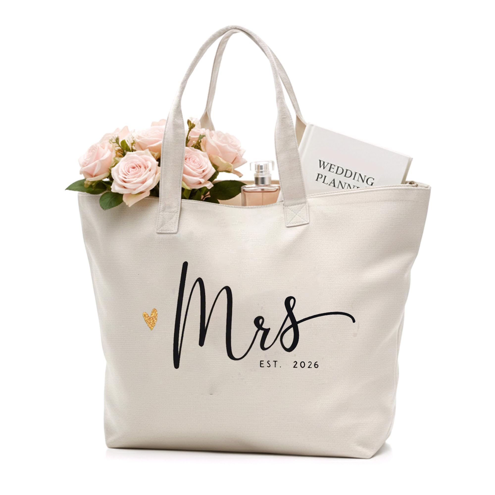 Amazon.com: CARAKNOTS Mrs Tote Bag for Bride 2026 – Large Natural