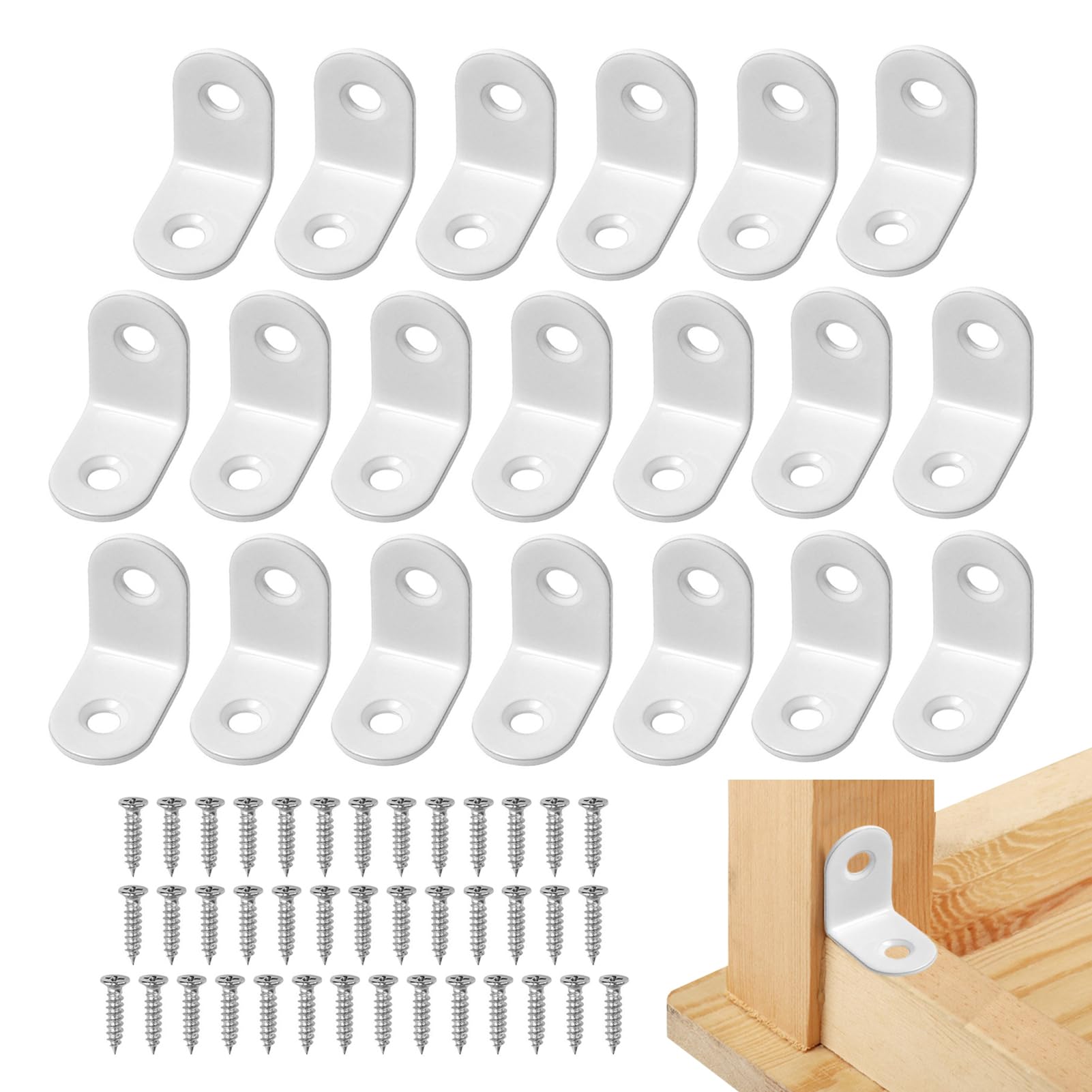 20 Pcs Angle Brackets, L Bracket Corner Brace
