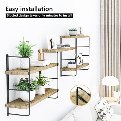 Miniatura 4 de Estanterías montadas en la pared, estantes flotantes para pared, estantes de madera para colgar libros para habitación, dormitorio, sala de estar,