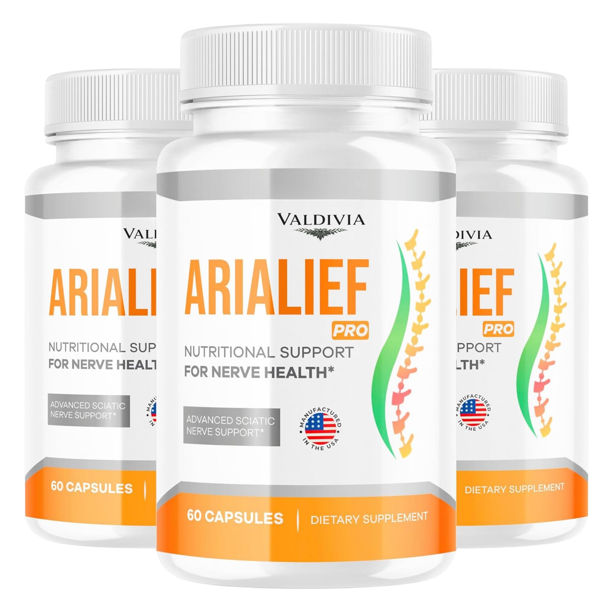 Valdivia (3 Pack) Arialief Pro Capsules for Sciatica, Arialeaf Nutritional Support for Nerve Health, Arialeaf Prime Palm Sciatica, Aria Leaf Primepalm Aria LIEF Vitamin, 3 Months