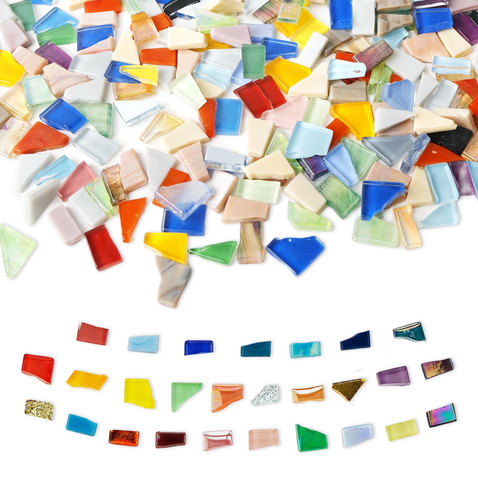 1kg Irregular Mosaic Tiles Arts and Crafts, Iridescent Glass Mosaic Tiles