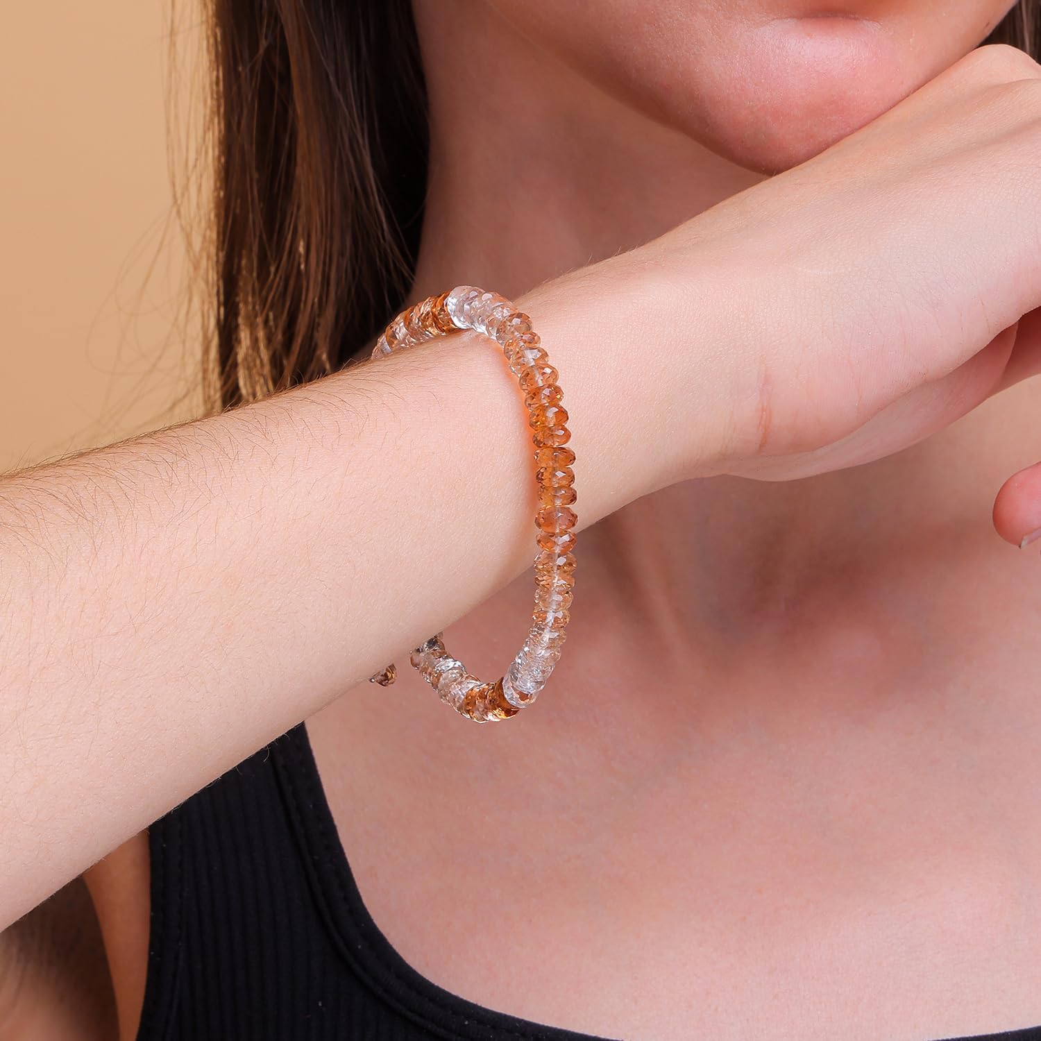 InfinityGemsArt Imperial Topaz Bracelets For Women Natural Shaded November Birthstone Healing Crystal Stones 925 Sterling Silver Chain 8 inch - Image 2