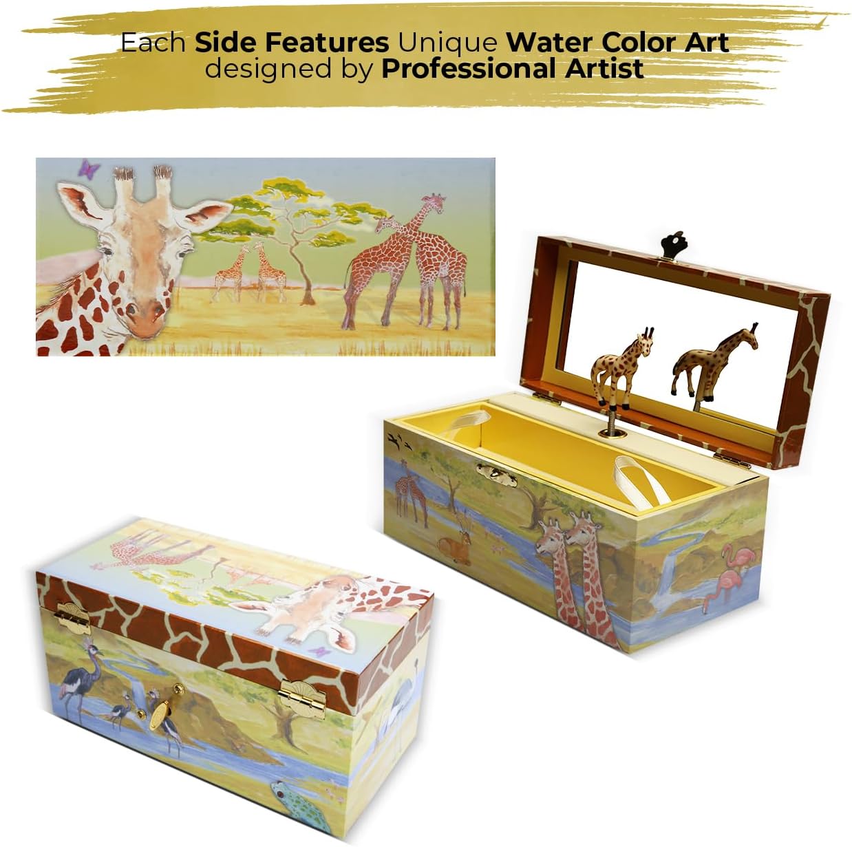 Enchantmints Giraffe Musical Jewelry Box Giraffe Spins to Around the World in 80 Days Treasure Storage