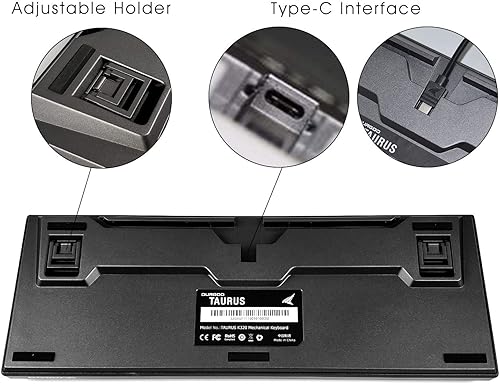 Miniatura 5 de Durgod Taurus K320 TKL - Teclado mecánico para gamers (87 teclas, doble disparo PBT, NKRO - USB tipo C, Negro