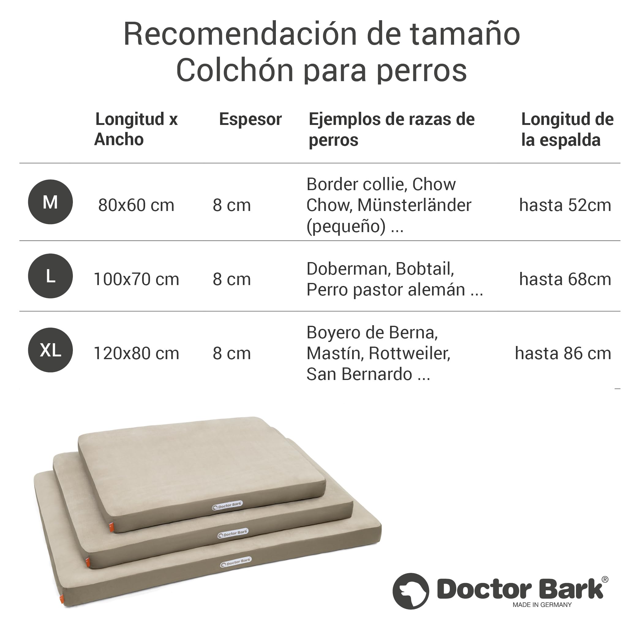 Doctor Bark | Colchón ortopédico para perros con superficie de descanso de forro polar, cojín de descanso lavable para perros grandes (L - 100 x 70 cm, beige - marrón dorado)