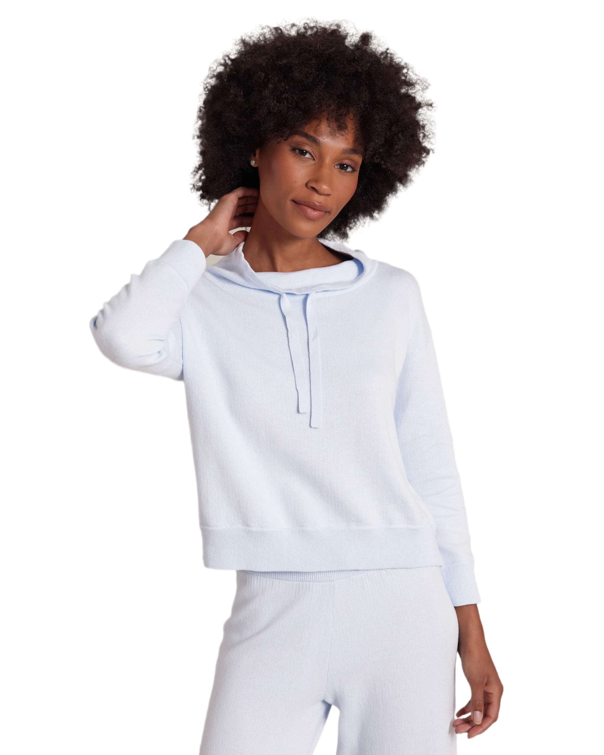 Alashan Womens Cotton Cashmere Terry Stitch Cowl Neck Pullover - Luxurious Loungewear - Makes a Great Gift