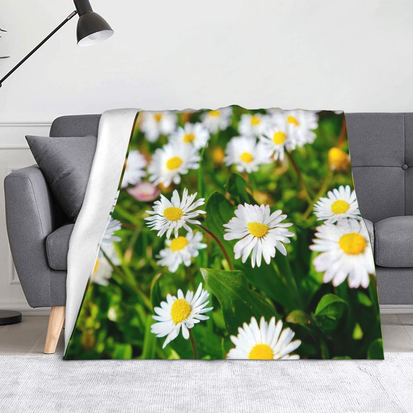 Couverture en polaire marguerites contre le froid nocturne un plaid léger pour la chambre