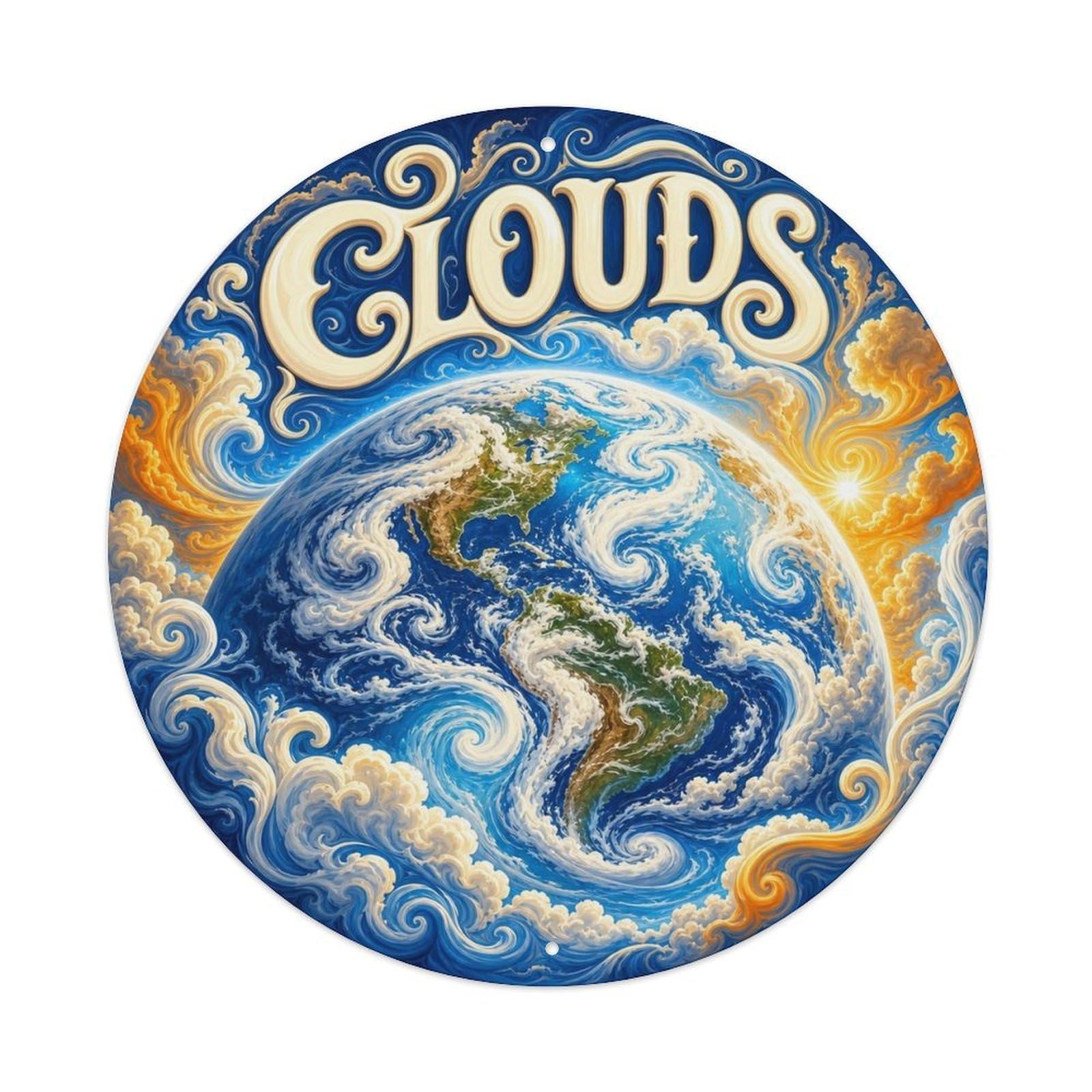 Solar System Astral Earth Cloud Swirls Starscape Metal Tin Sign