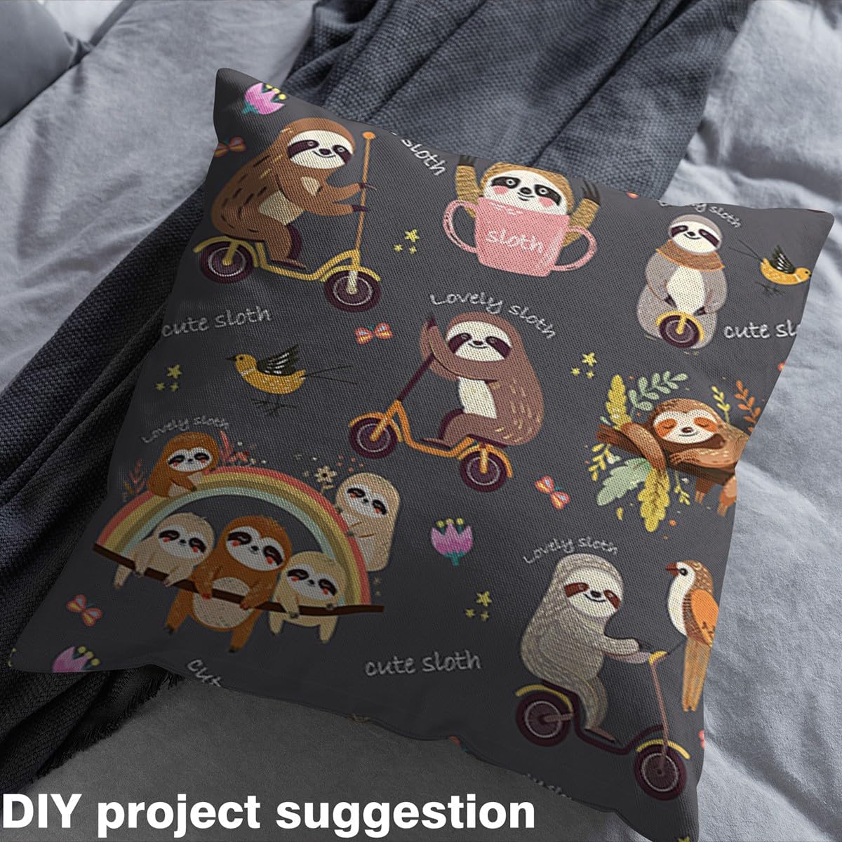 Feelyou Cute Sloth Upholstery Fabric for Chairs 3 Yards Kawaii Animal Fabric by The Yard Rainbow Decorative Waterproof Outdoor Fabric Bicycle Fabric for Home DIY Projects Take Exercise Outdoor Fabric