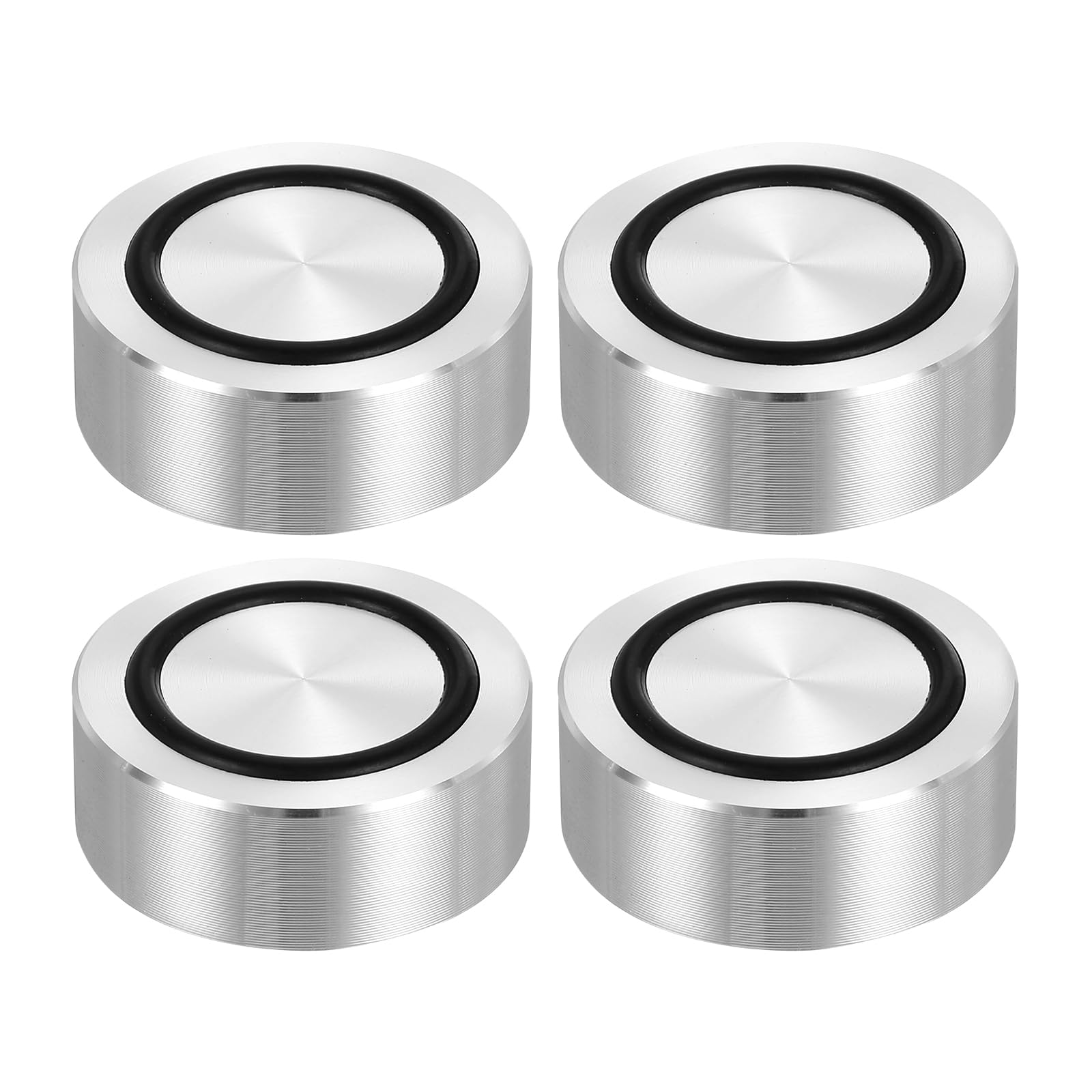 Plateau en verre M8 sur pieds de table basse disques alu salon moderne