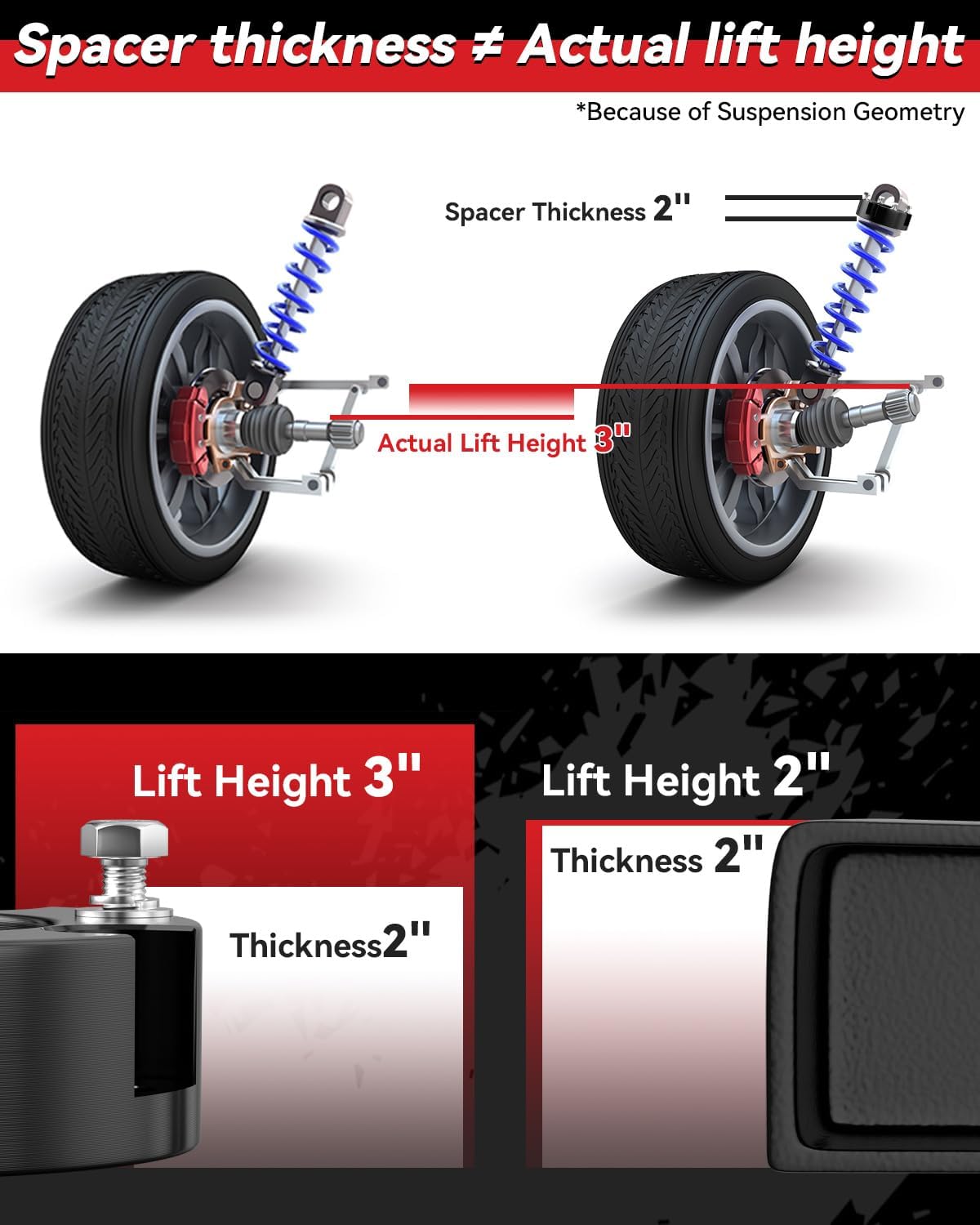 PROEZE 3" Front and 2" Rear Leveling Lift Kits for 2007-2021 Tundra,3 inch Front Strut Spacers and 2 inch Rear lift block Fit For 2007-2021 Tundra 2WD 4WD
