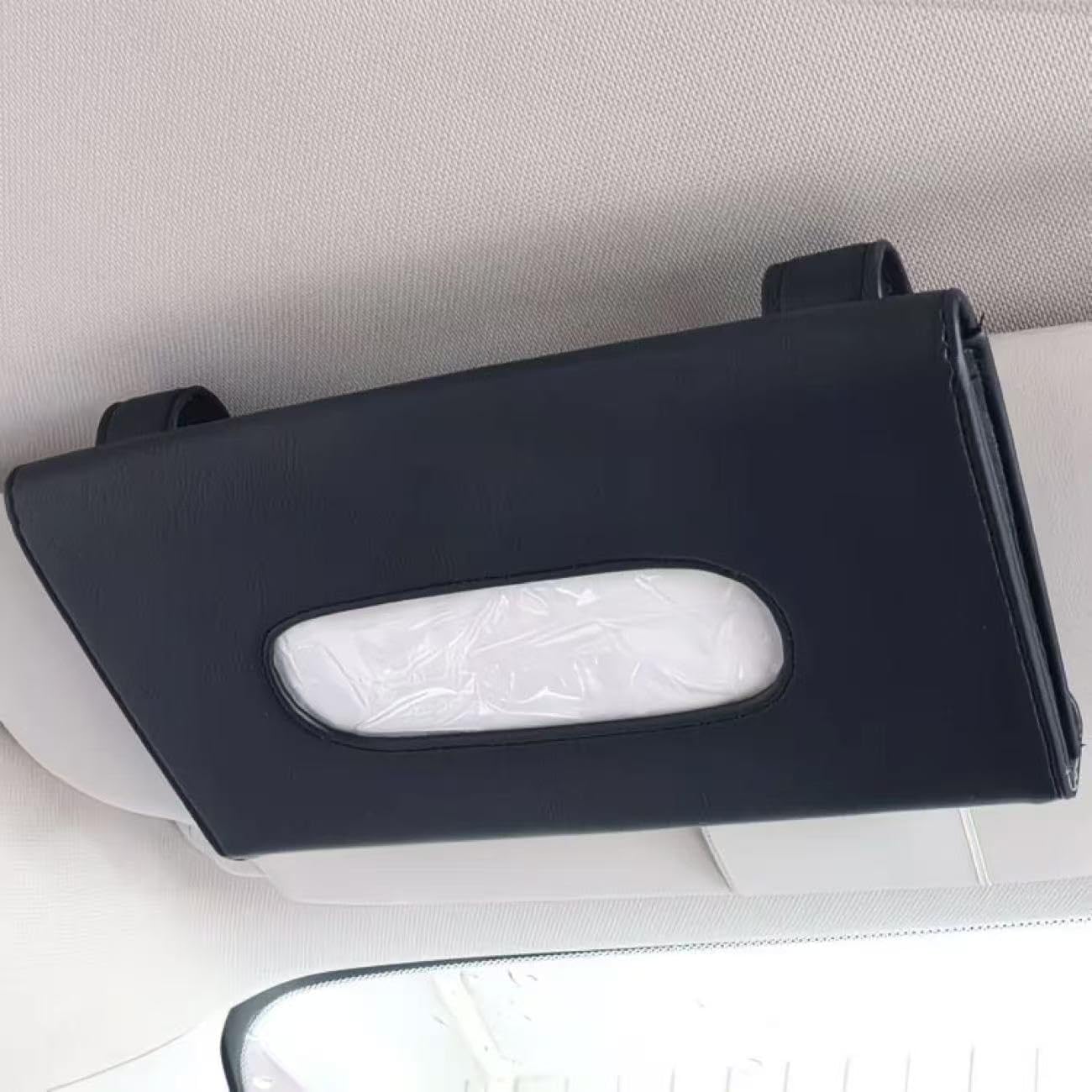 Auto Sun Visor Tissue Dispenser for Hummer H2 2003-2009, High Grade PU Leather Vehicle Interior Storage Clip Bracket Accessories,A