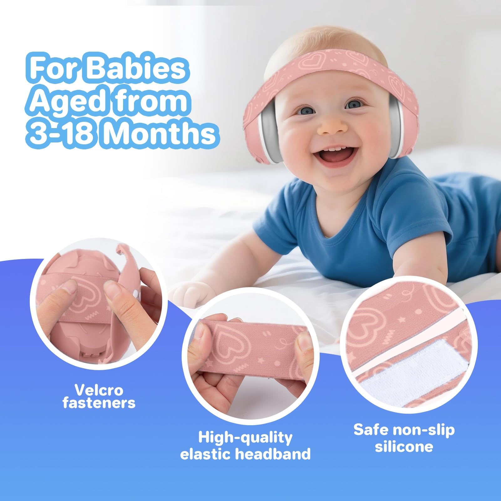 Paraorecchie 2-1 per neonati e bambini fino a 48 mesi, paraorecchie con riduzione del rumore, comode cuffie per neonati per migliorare il sonno, essenziali da viaggio per bambini per aereo/sonno