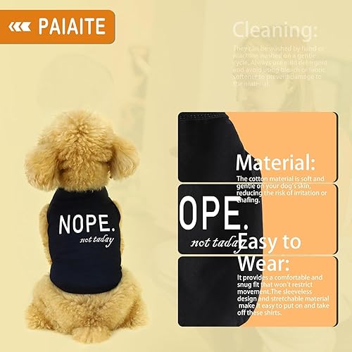Discover Cozy Cotton Canine Wear: Soft, Lightweight, and Breathable Dog Shirt Vest with Eye-Catching Graphics(Security), Keeping Your Furry Friend Warm and Comfy! Black S(Grey-Nope,L-(15~24lb) | Chest(~20"))