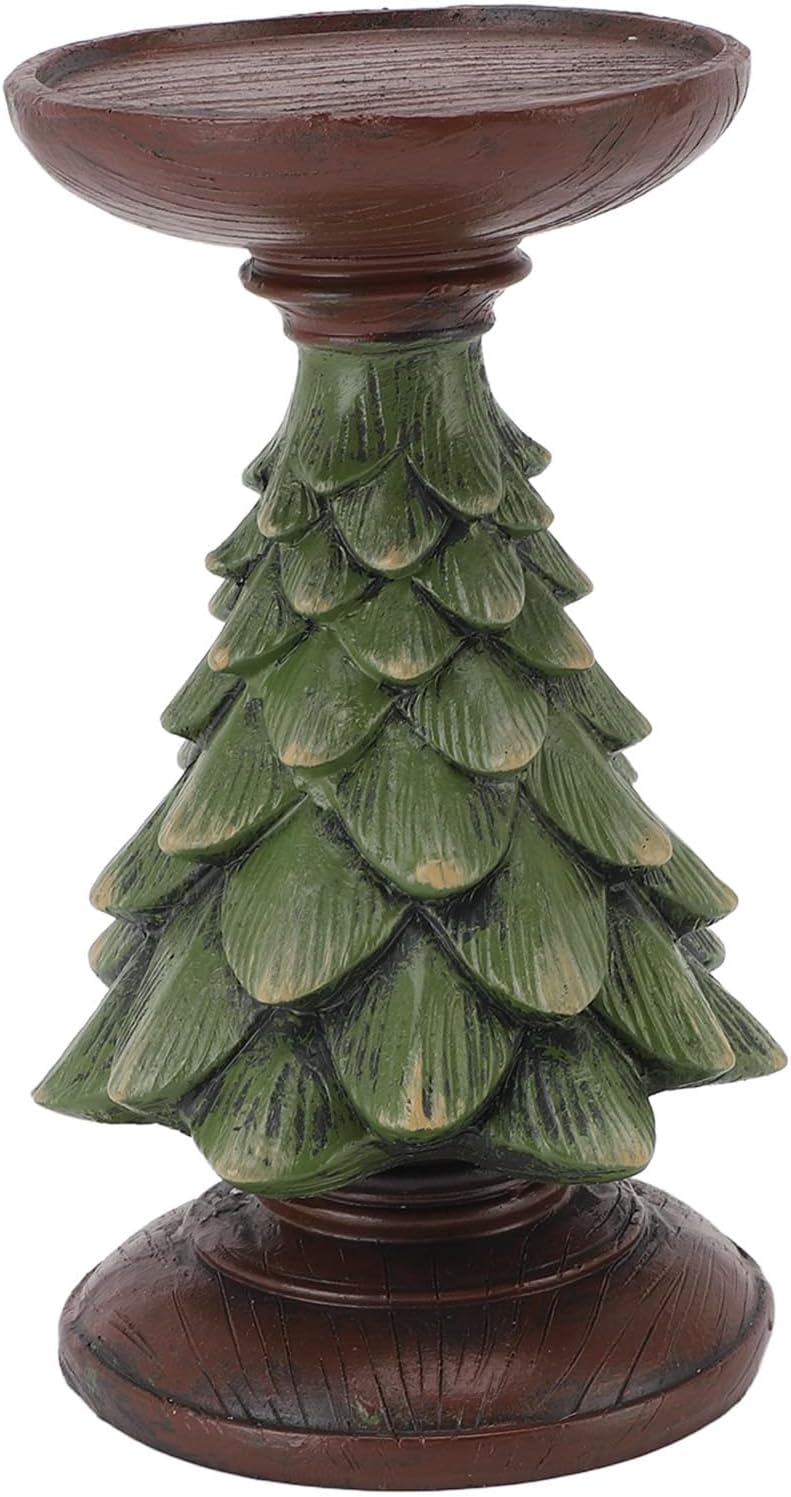 Xmas Tree Candle Holder, Decorative Candle Stand for Pillar with Vintage Design, for Home Decor Wedding Christmas Party Mantel Fireplace Centerpiece (M)
