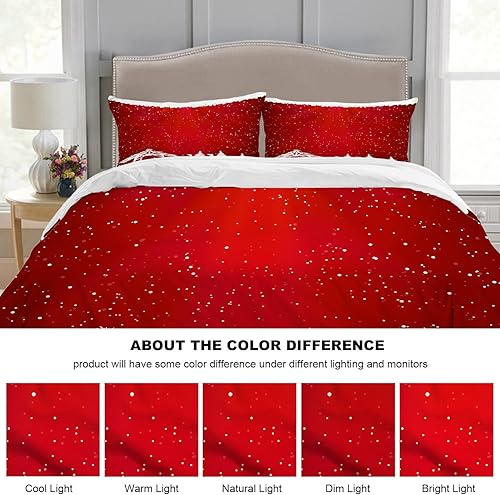 Miniatura 6 de Batmerry Juego de funda de edredón de 3 piezas, tamaño King, color rojo, Navidad, Navidad, tamaño King, suave, esponjoso, blanco, estampado de S