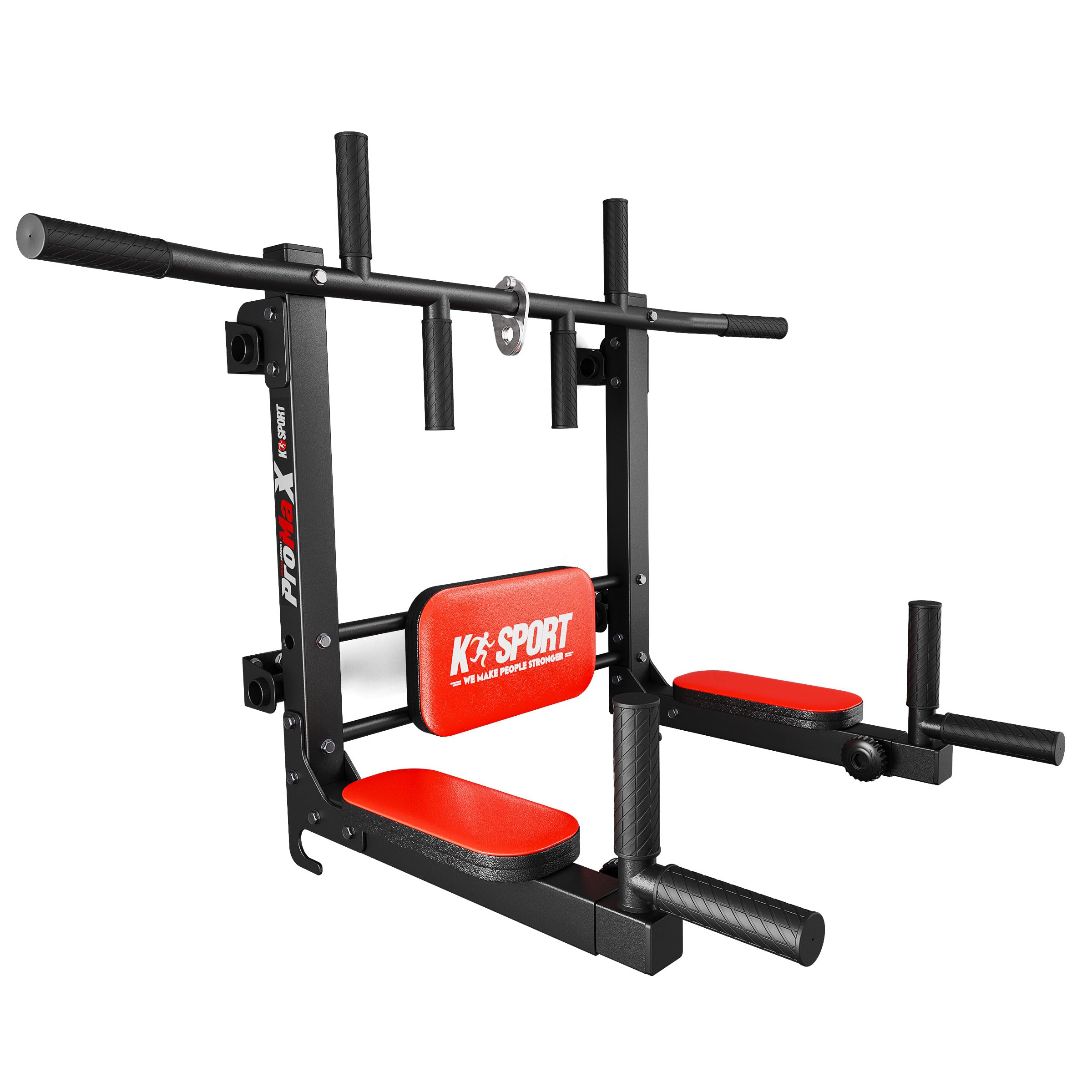 K-Sport: Klimmzugstange + Dip Station zur Wandmontage bis 200kg belastbar I Kraftstation mit PullUp Bar & Dip Stange I Kraftturm & Klimmzugturm, inkl. E-Book