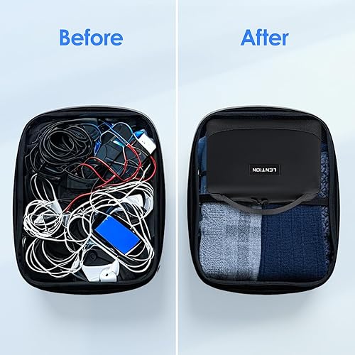 Miniatura 4 de LENTION Bolsa organizadora de electrónica, bolsa de cable para accesorios electrónicos, organizador de cables, resistente a los arañazos, a prueba