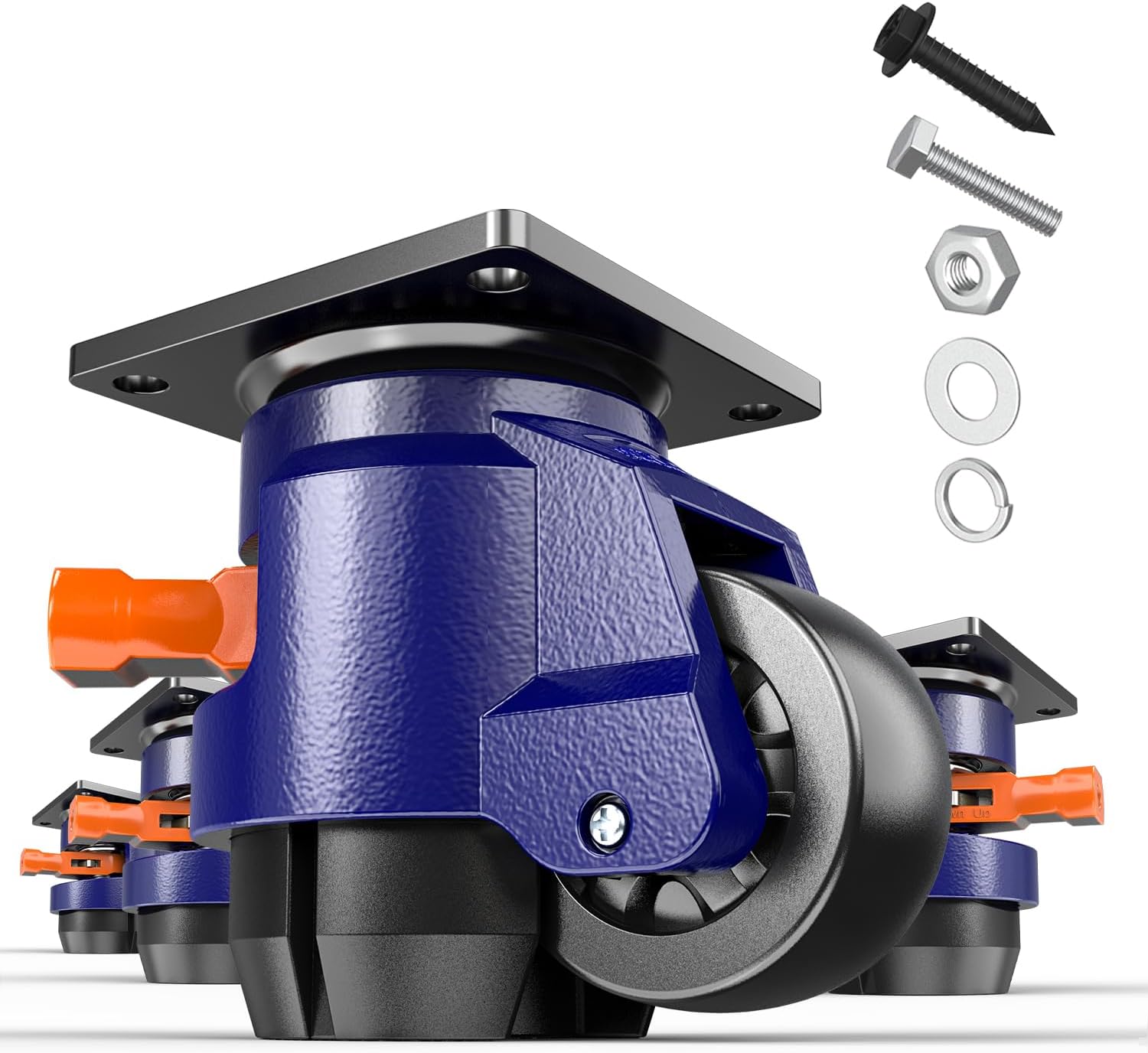 Leveling Casters with Ratchet Handle Design Total Capacity 2200Lbs Heavy Duty Casters Set of 4 Workbench Casters with Adjustable Leveling Pads