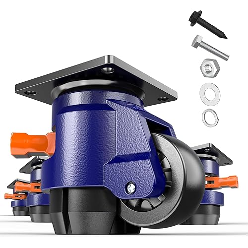 Leveling Casters with Ratchet Handle Design Total Capacity 2200Lbs Heavy Duty Casters Set of 4 Workbench Casters with Adjustable Leveling Pads