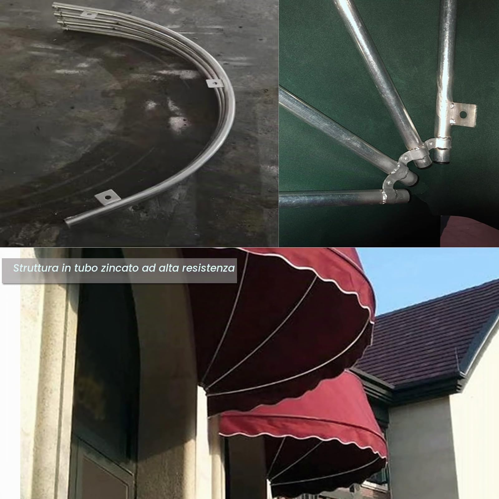 Toldo plegable para exteriores con protección UV para balcón y puerta, tienda de campaña impermeable con accesorios (150 cm / 59in, rojo)