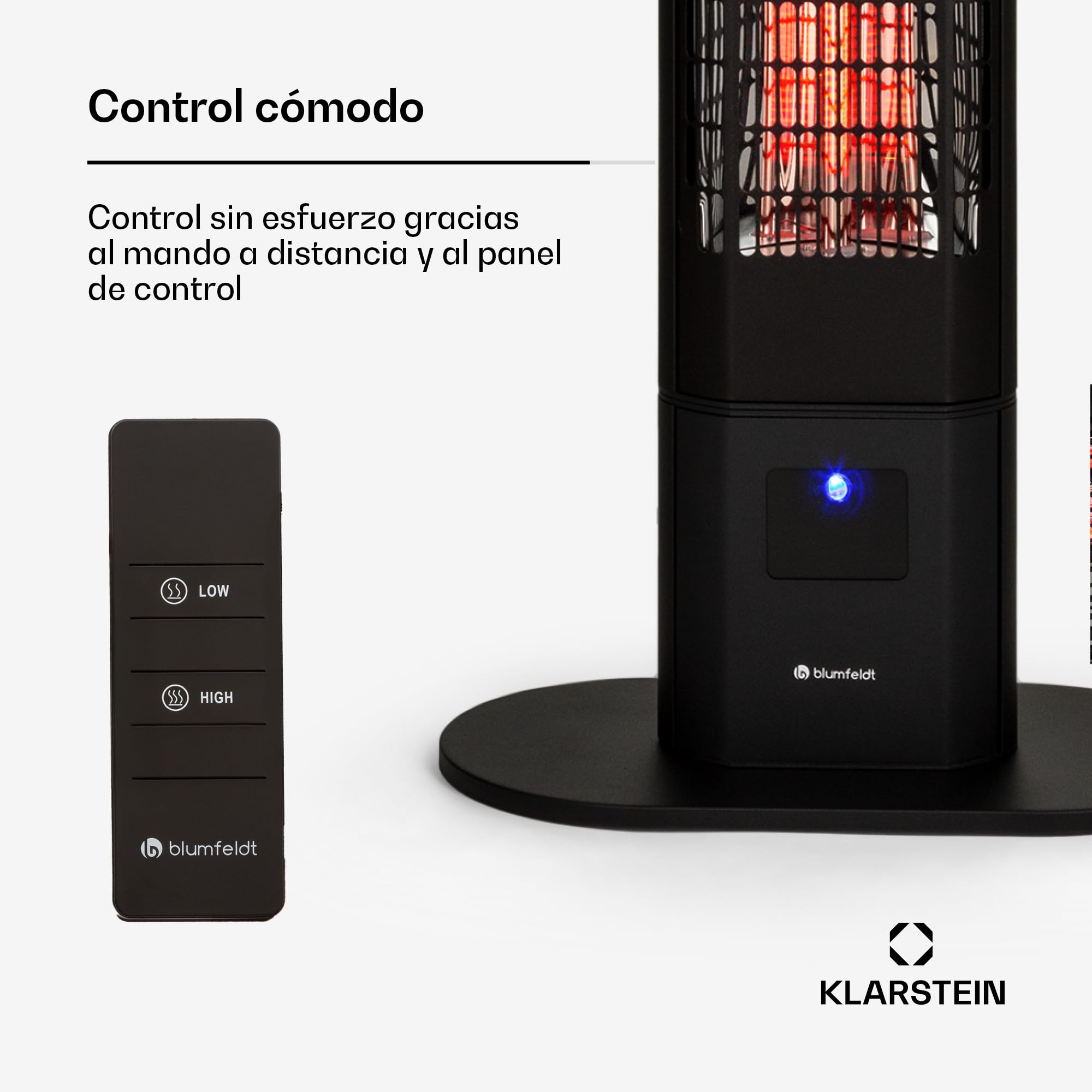 blumfeldt Heat Guru, estufa exterior eléctrica, calefactor infrarrojo, IP54 exterior, unidad vertical con mando a distancia, 3000 W