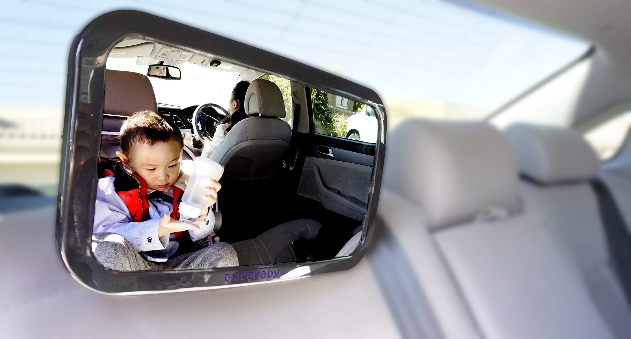 Espejo de asiento trasero para bebé, con vista segura para niños en la parte trasera, vista completa de 180 grados de tu recién nacido desde tu vista trasera.