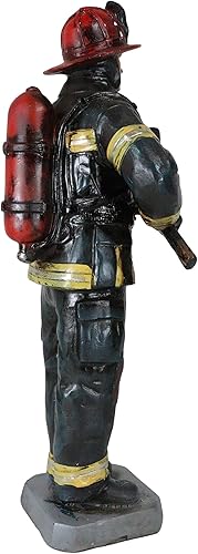 Miniatura 5 de Ebros Gift Fireman in Full Suit Bunker Gear and Air Tank Holding an Axe Figurine 11 pulgadas de alto Servicio Civil Hero Freedom Fire Fighter