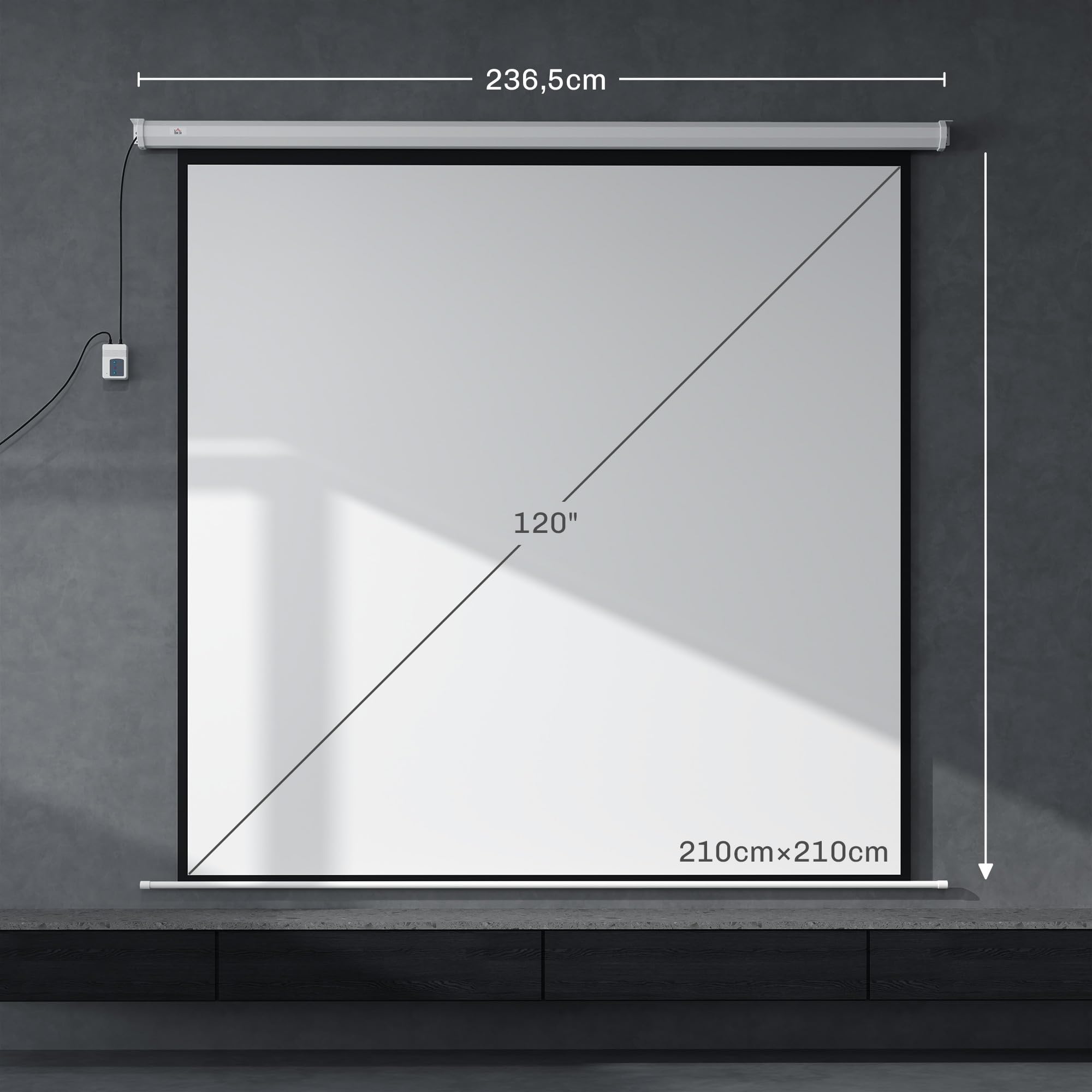 HOMCOM Écran vidéoprojecteur 120 Pouces 1:1 4K HD Blanc