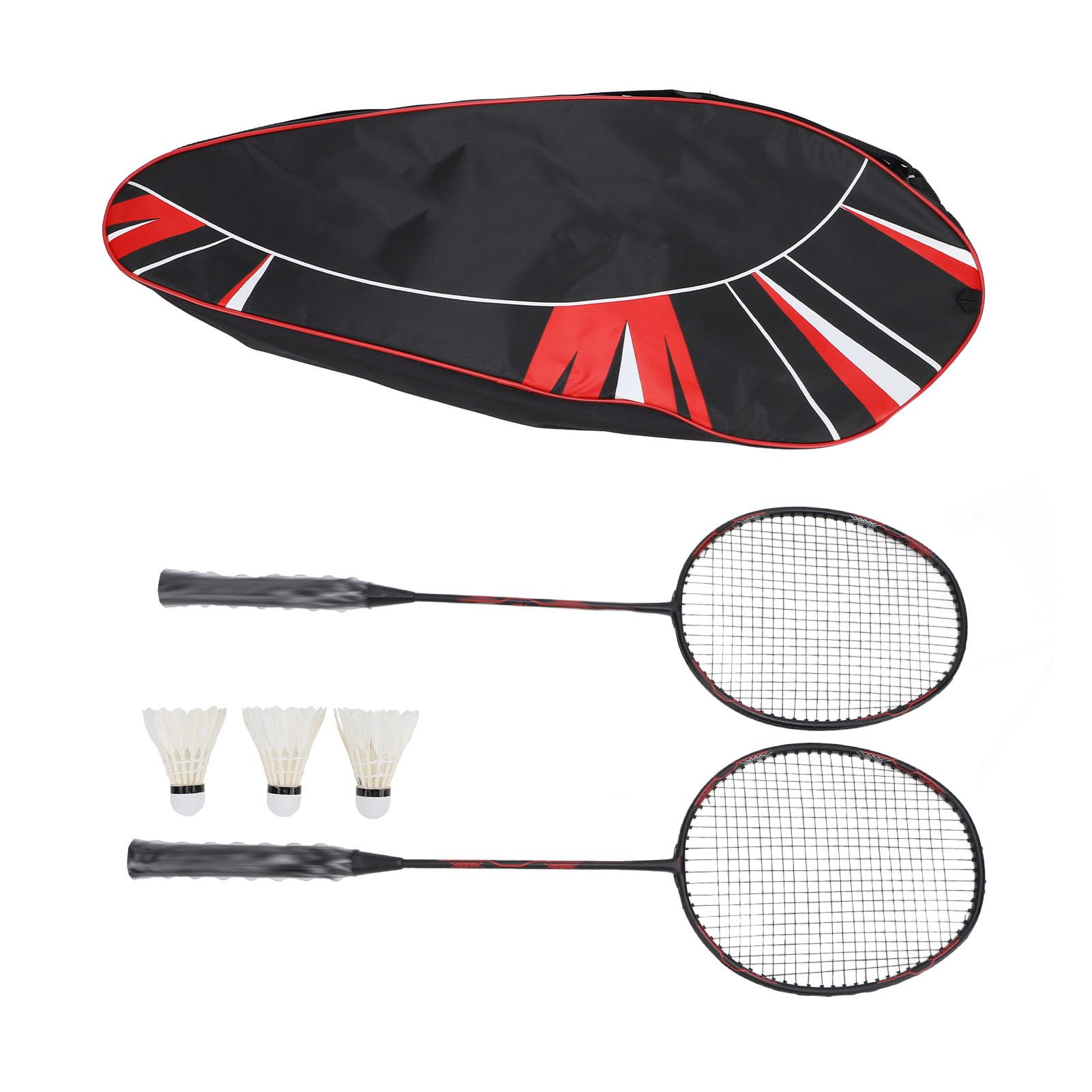 Set di Racchette da Badminton Leggero in Alluminio Al Carbonio per Allenamento Uomo Donna 2 Racchette 3 Volani
