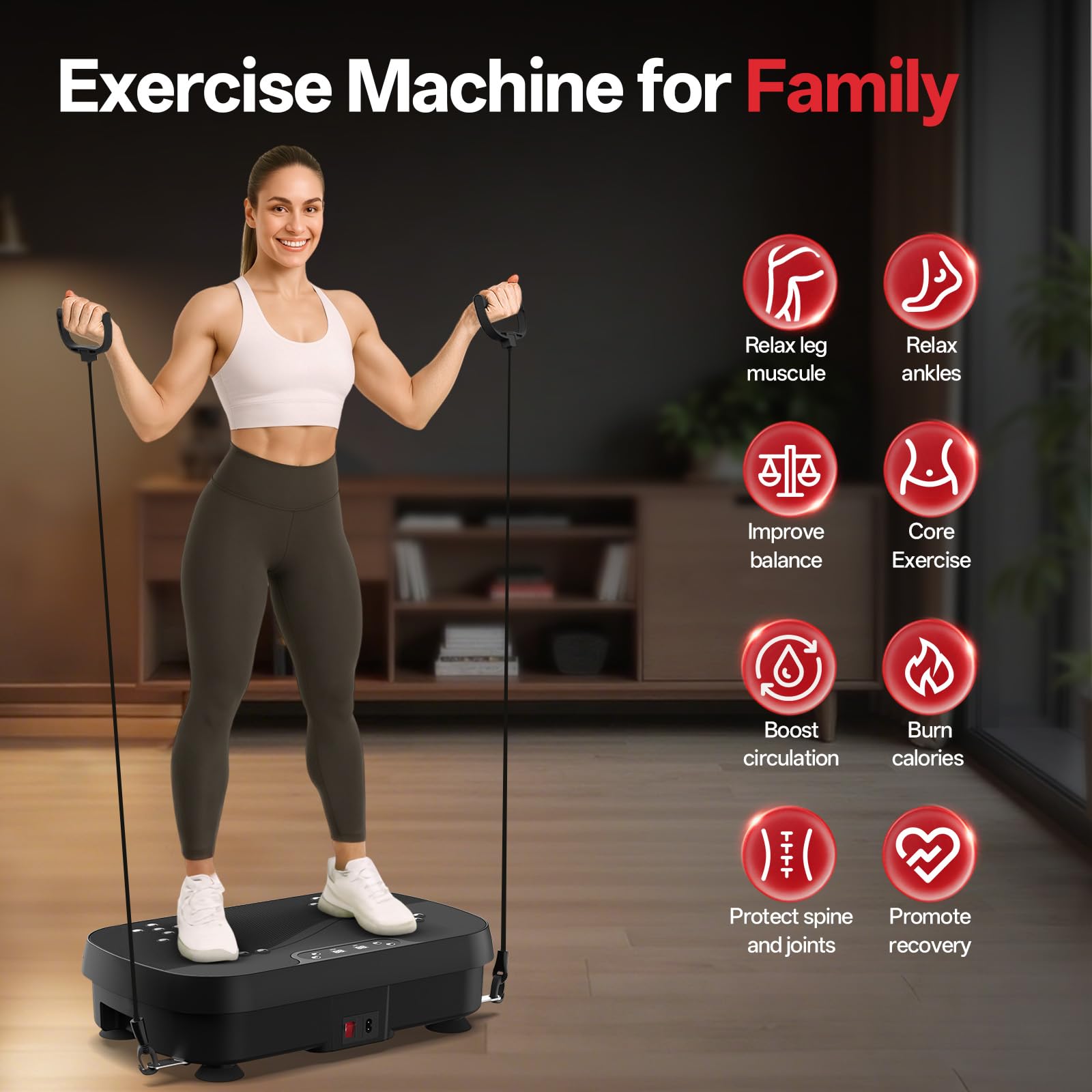 PASYOU Pedana Vibrante,Potente Pedana Vibrante Dimagrante per la Costruzione e la Modellazione Muscolare, Pedana Fitness Oscillante per Glutei Gambe con Telecomando e 2 Fasce di Resistenza