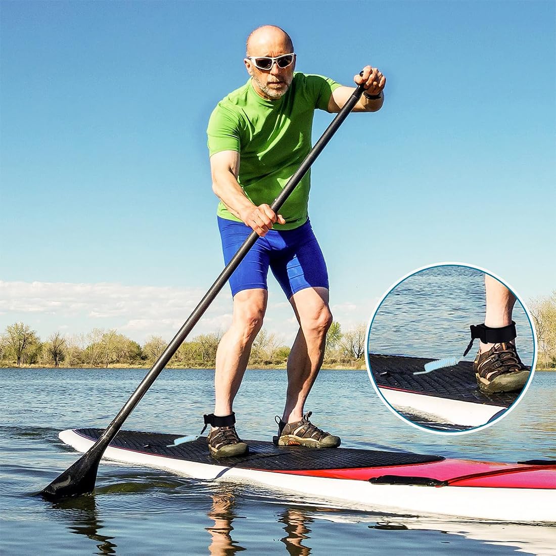 10ft SUP Guinzaglio, Lacci di Sicurezza da Surf Adulti, Guinzaglio da Surf, Spirale Leash SUP TPU, Regolabile Guinzaglio da Surf per Stand Up Paddleboard Kayak Bodyboard Longbooard