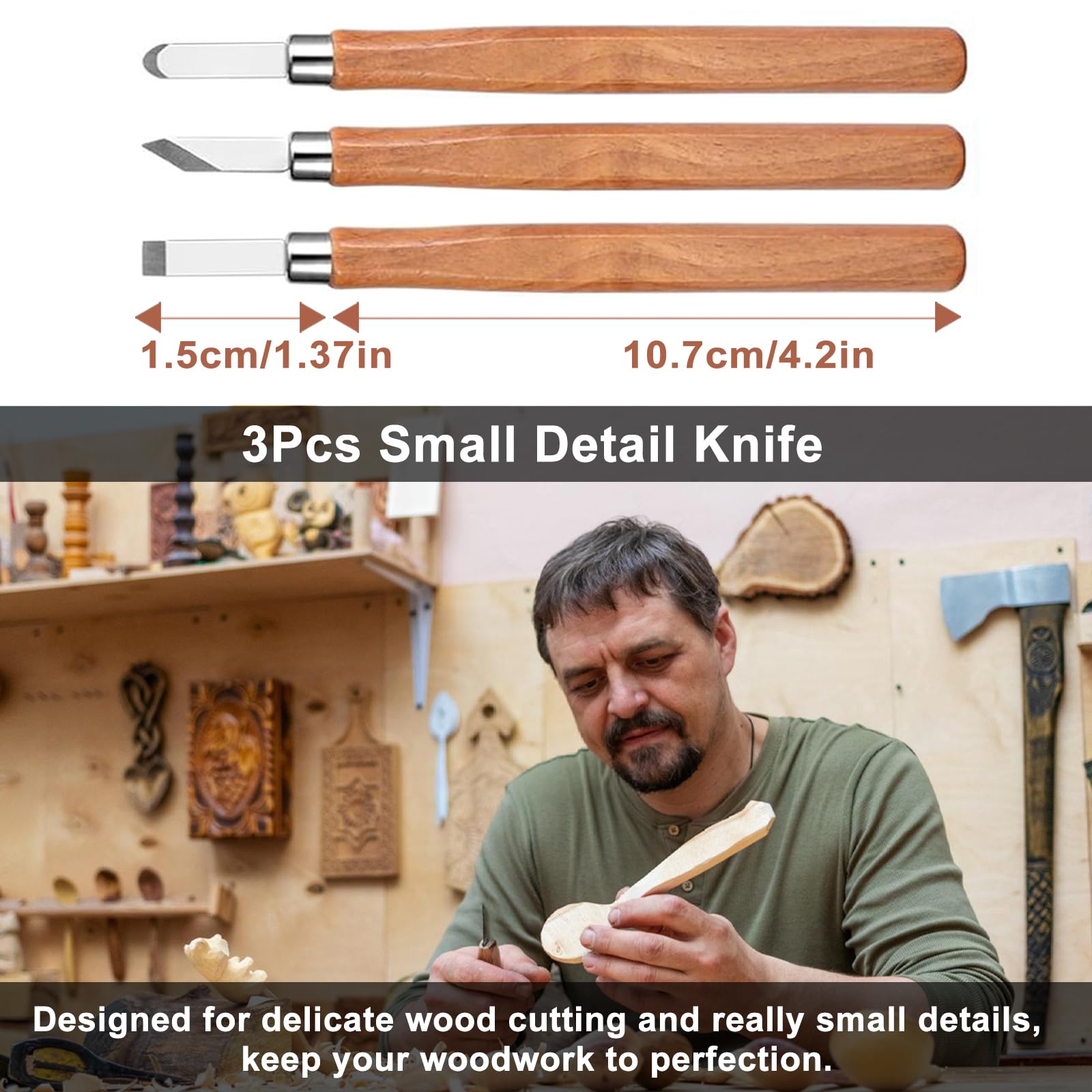 Sculpture Bois Kit, 15 in 1 Pack Outils Deluxe contiennent des Couteaux à Tailler, Gouge a Bois, Gants, Pâte à Polir, un Sac en Cuir, pour Débutants/Professionnels