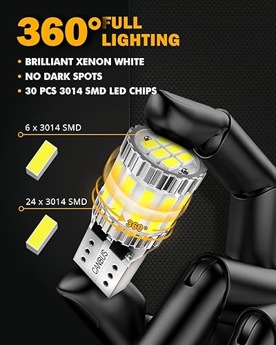 Miniatura 2 de Auxbeam 194 bombillas LED blancas mejoradas, 10 unidades, 400% más brillantes Canbus sin errores 168 2825 T10 W5W bombillas LED para luces de