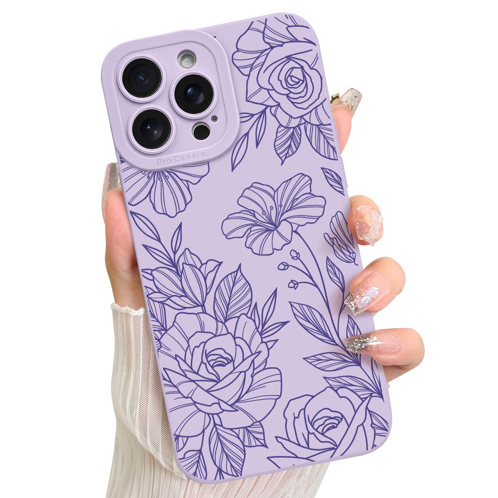 Coque iPhone 14 Pro fleur violette LSL en TPU souple antichoc - 7