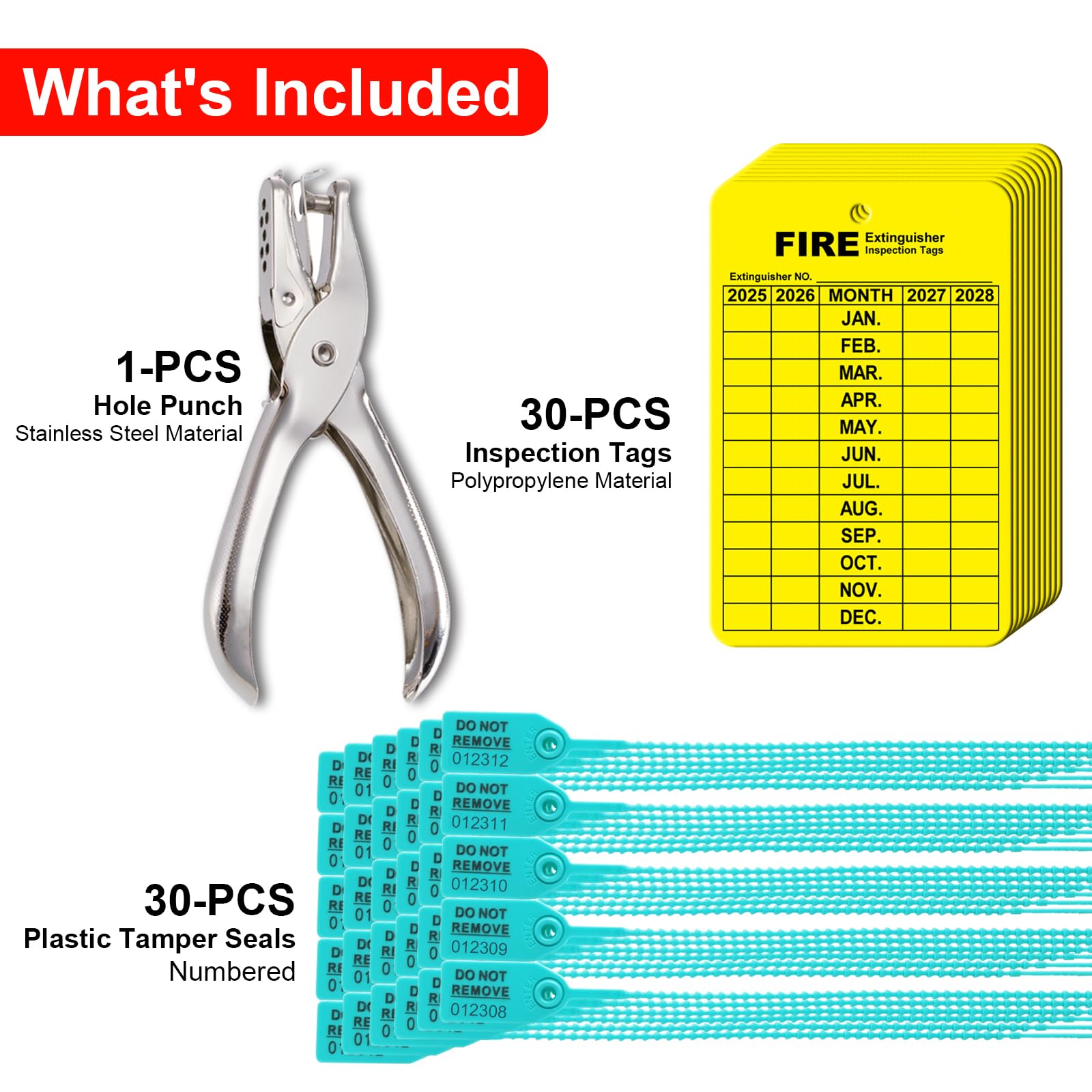 Fire Extinguisher Tags - Monthly Inspection Kit -3 Fire Extinguisher Tags - Monthly Inspection Kit -3