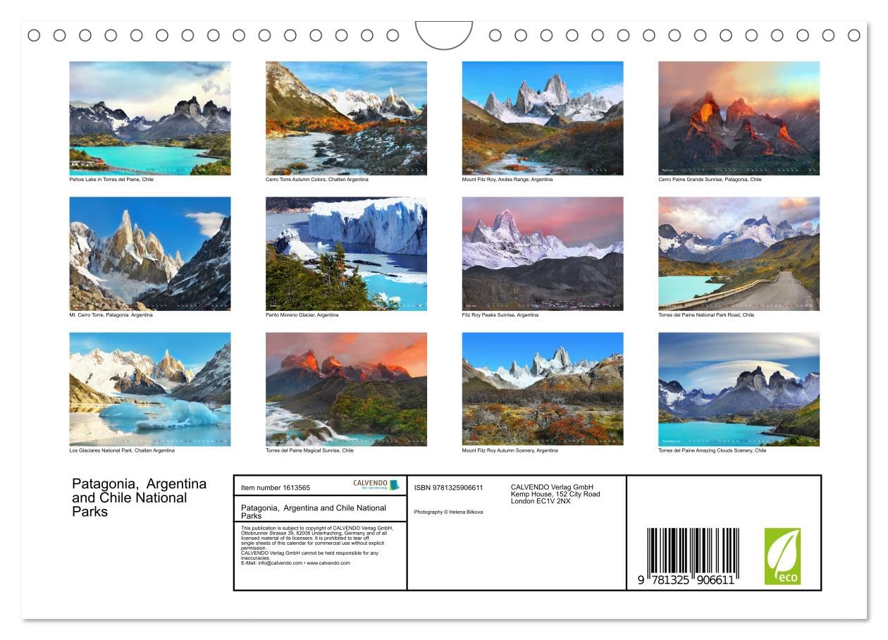 Amazon.com: Patagonia, Argentina and Chile National Parks (Wall Calendar  2024 DIN A4 Landscape), CALVENDO 12 Month Wall Calendar : Office Products