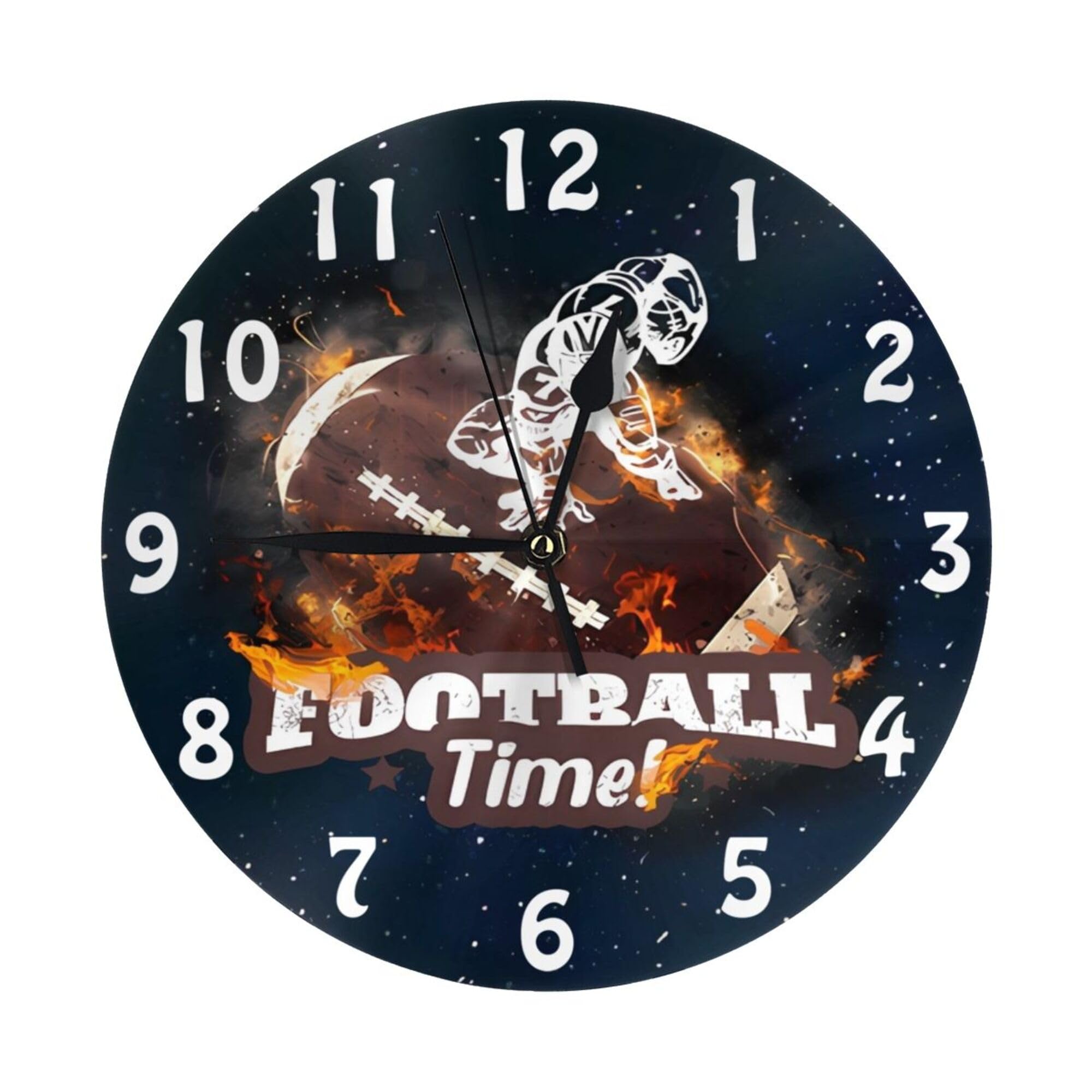 OSAM SPACEAmerican Football Wall Clock, 10 Inch Round Wall Clock Battery Operated Clock Decor for Boys Room, Silent Non Ticking Clock for Home Decor Football Gift