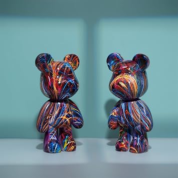 Resin Bear Statue Decor for Home, Animal Sculpture Ornament for Indoor Room (Type B)