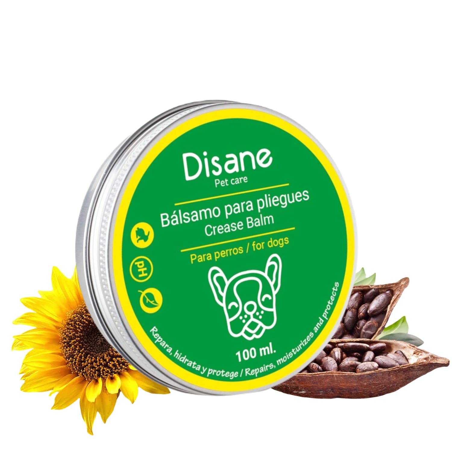 DISANE Bálsamo Pliegues Perro Natural 100ml | Crema Pliegues Perro | Hidrata, Nutre y Protege la Piel Irritada de la Cara y Orejas del Perro | 100% Natural | Libre de Fragancias y Aromas
