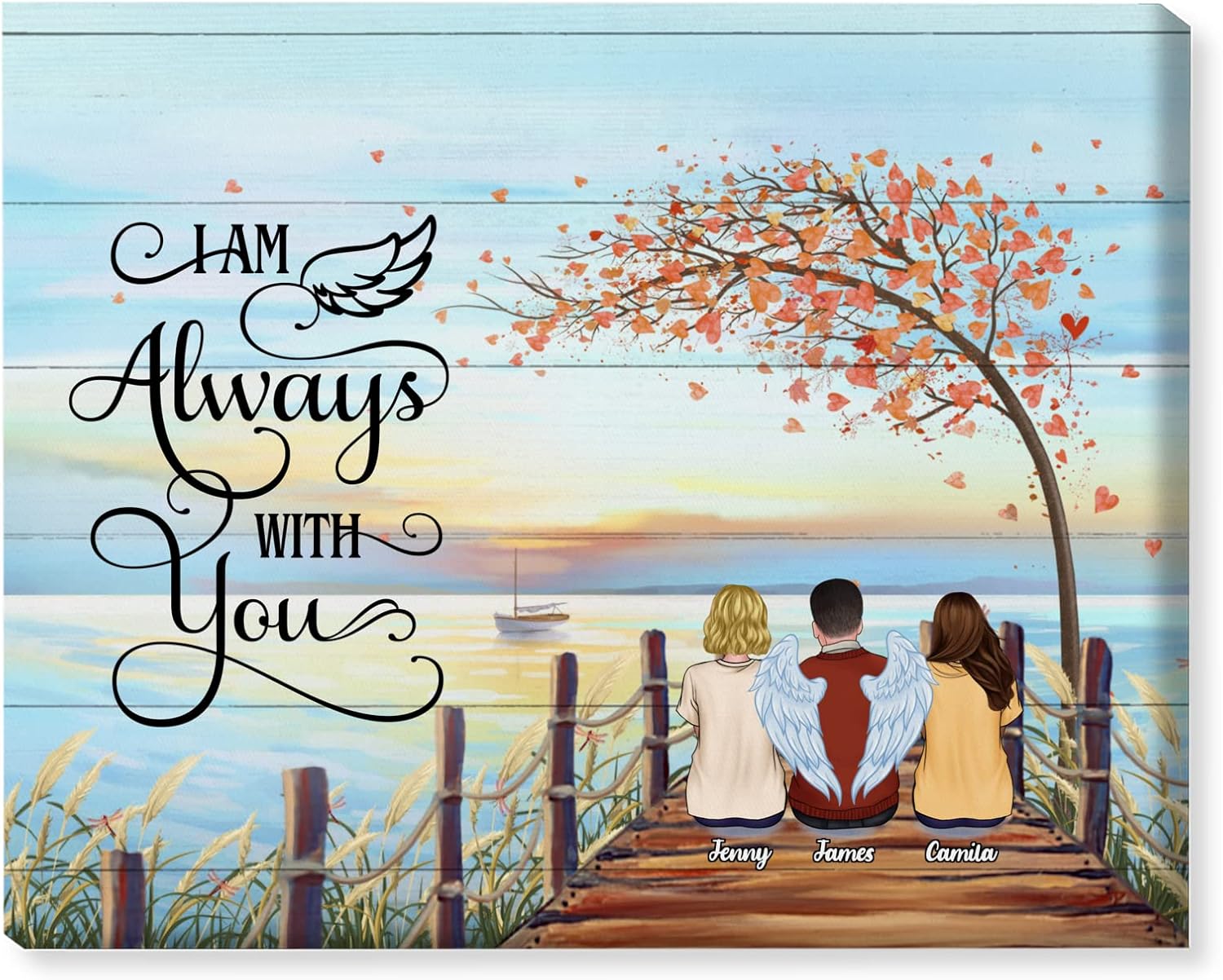 GOSSBY Personalized Custom Canvas (Father And Daughter) I Am Always With You Inspirational Quotes Family Wall Decoration Poster, Home Dining Room Living Room Wall Decor, Canvas Print Wood Frame Family