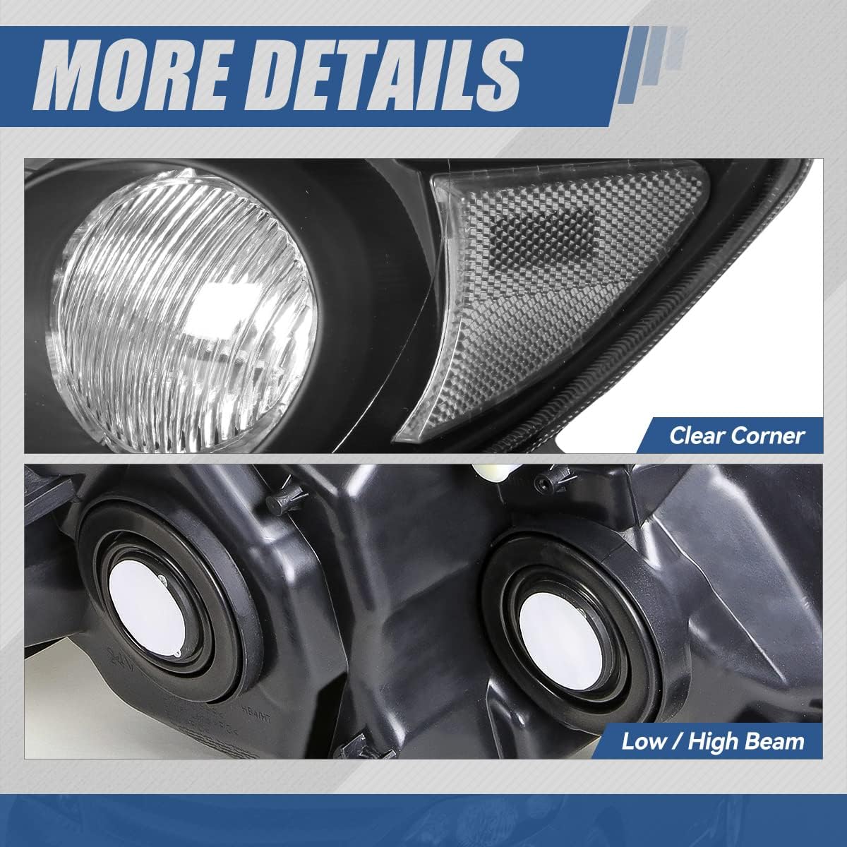 Auto Dynasty Headlights Assembly Compatible with 2009 2010 Toyota Corolla Sedan, Driver and Passenger Side Halogen Headlamps Replacement, OE Style, Black Housing Clear Corner