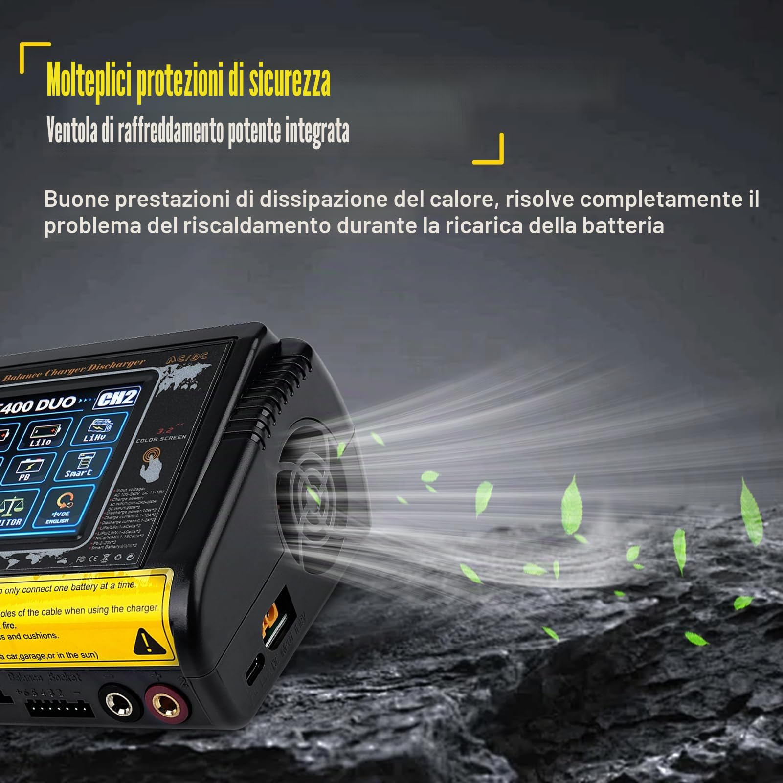 BuyWeek T400 PRO RC Caricabatterie Bilanciamento AC200W/DC400W 12A carica batteria per auto 3,2 pollici touch screen caricabatterie litio alta precisione per LiPo/Lilon/LiFe/NiMH/NiCd/PB/NiMH
