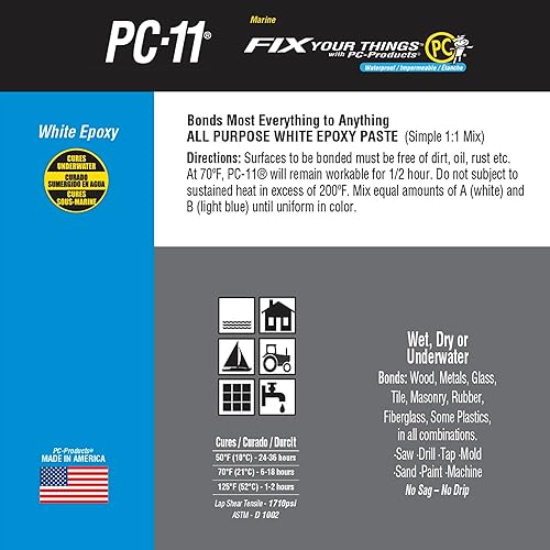Miniatura 10 de PC Products PC-11 - Pasta adhesiva epóxica de dos partes, grado marino