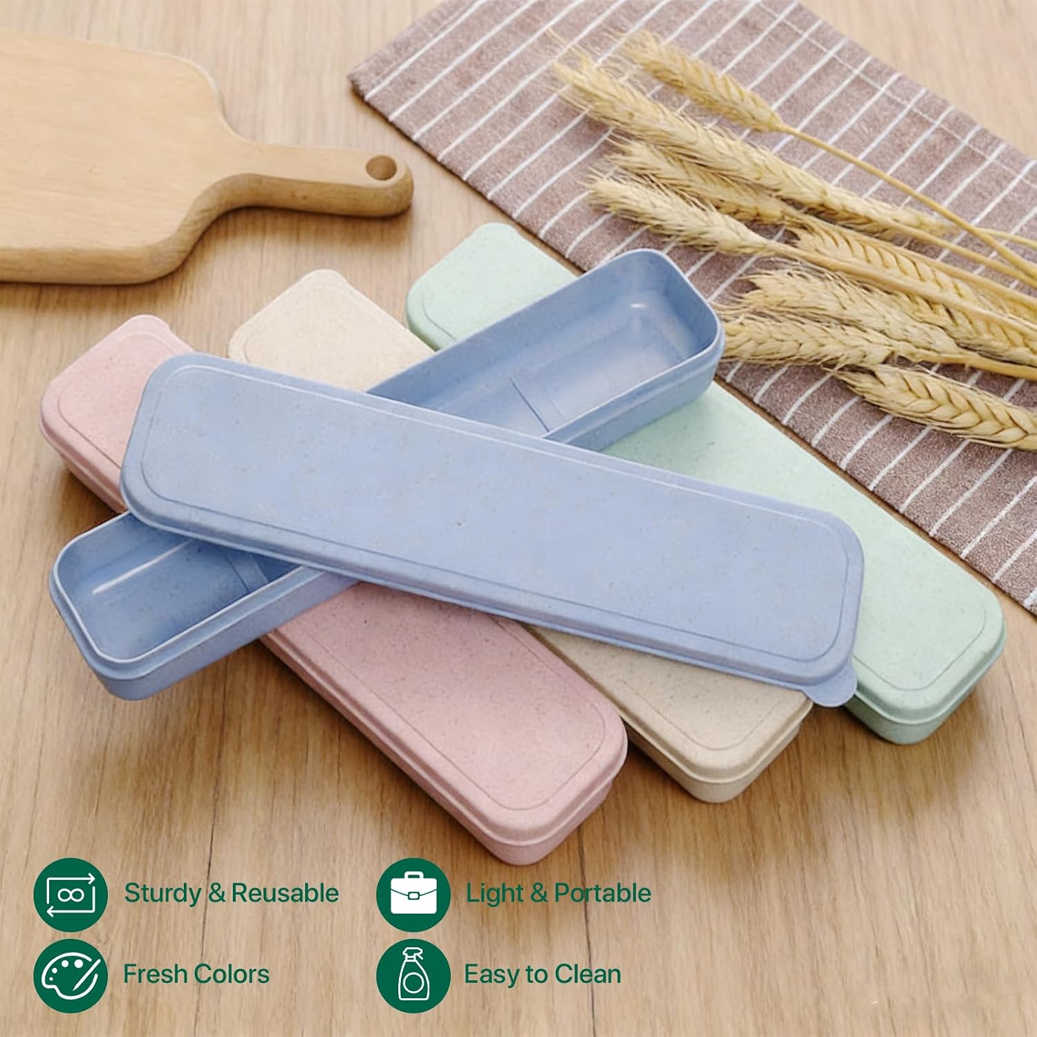 Travel Cutlery Case Portable Utensil Holder Travel Silverware Case Flatware Storage Box Camping Utensils Cases for Fork Spoon Chopsticks Lunch Box, 8.26 x 2.1 Inches (Multi, Small) image 4