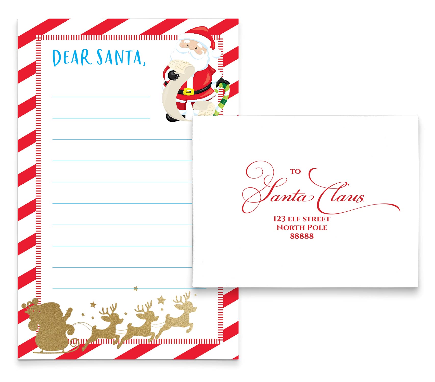 Amazon.com: Dear Santa Letter Set of 5 Sheets 5 ENVELOPES, Dear