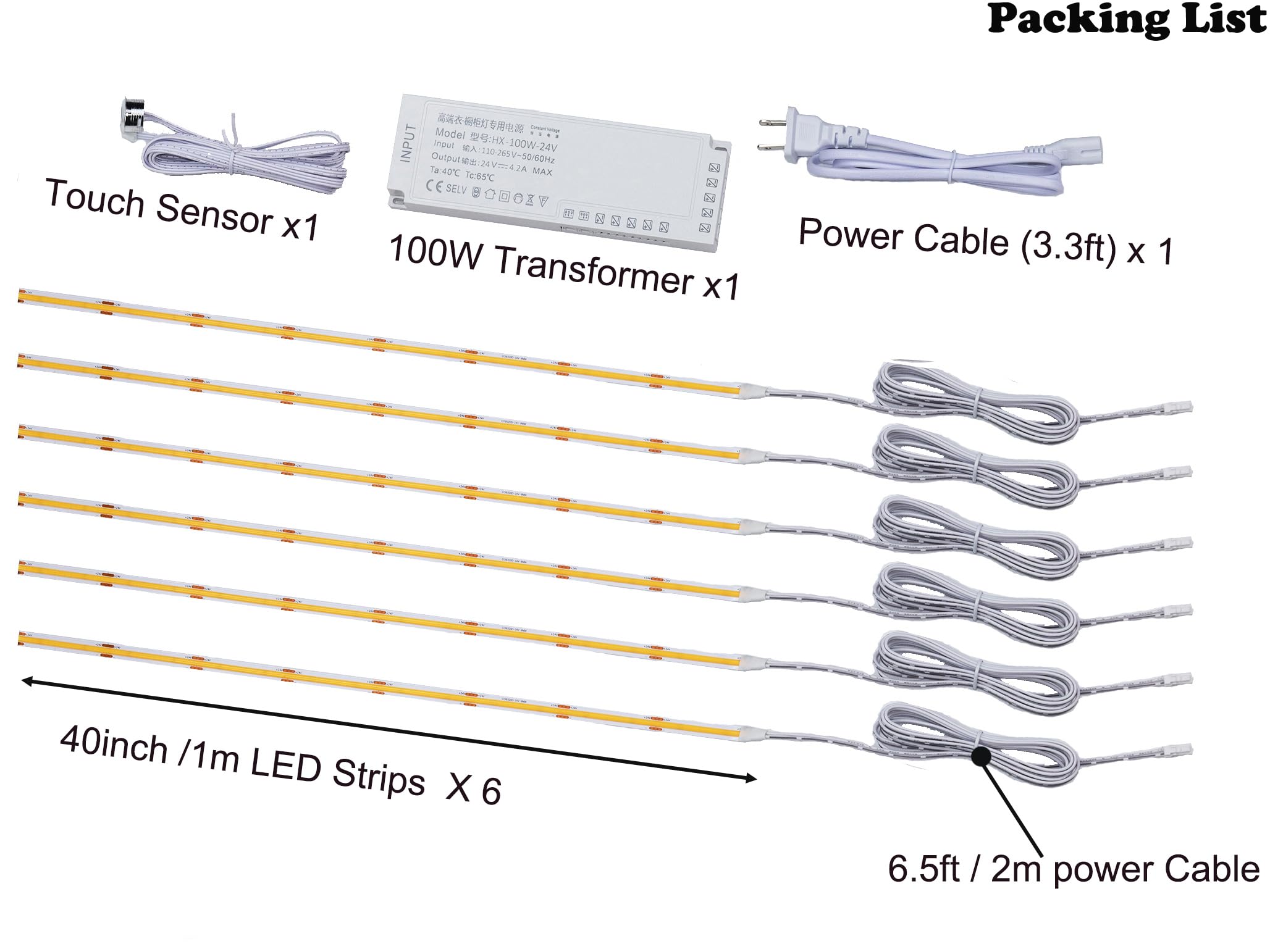 COB-LED-Streifen, helles Display, Unterschrank-Licht, Touch-Sensor, dimmbare LED, Schlafzimmer, Bücherregal, Kleiderschrank, Lichtleiste (warmweiß, 15,2 x 101,6 cm LED-Streifen)