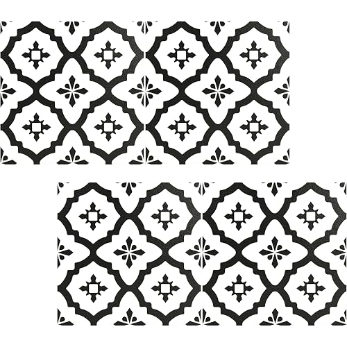 FloorPops FP2480 Comet Peel & Stick Floor Tiles, Black (Pack of 2)