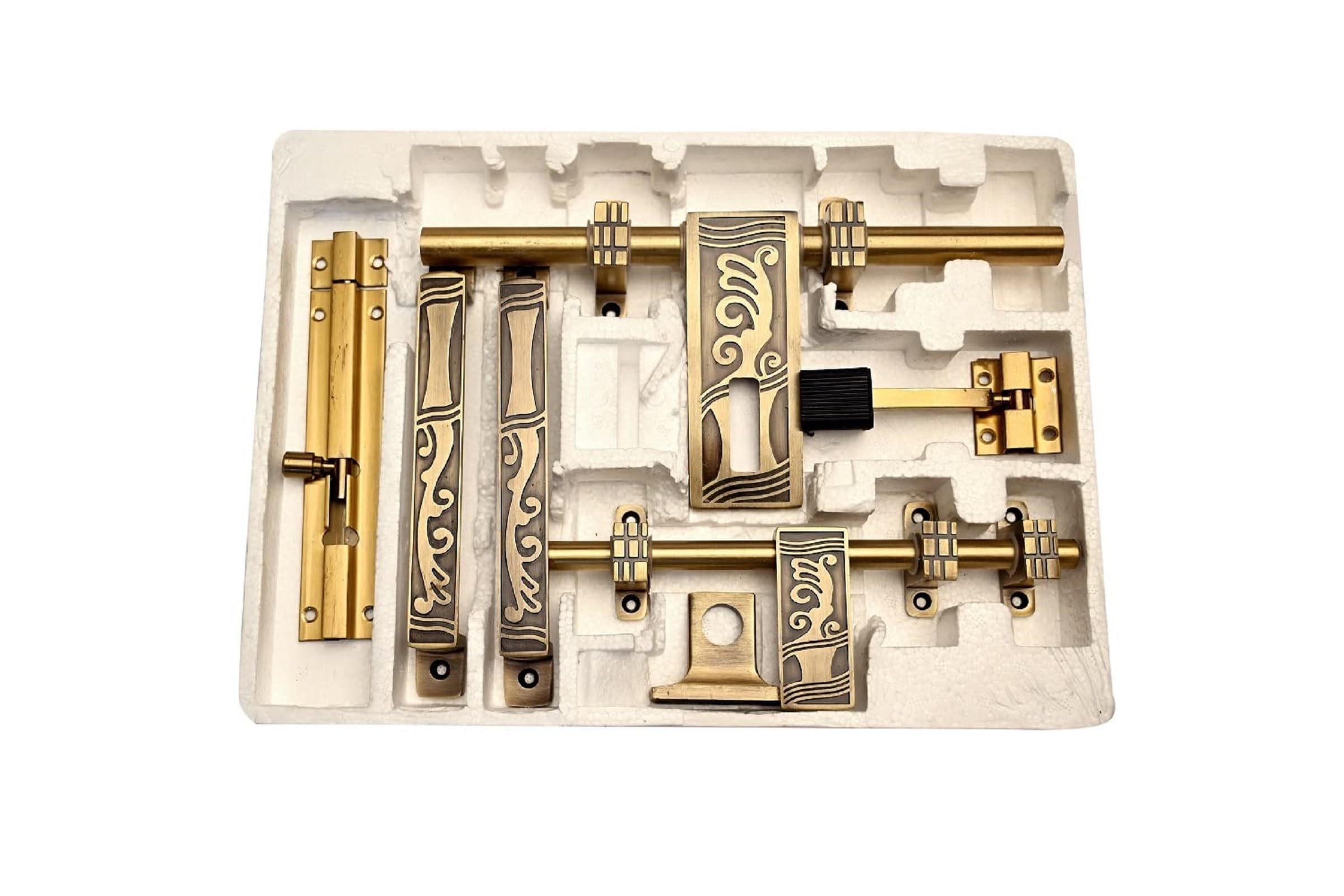 SNE Premium Flower Pot Design Door Kit Handle Door Fittings Kit with Stopper and Aldrop Full Set in Front and Back Side of Doors. (B08QGQVNPW) Amazon Price History, Amazon Price Tracker